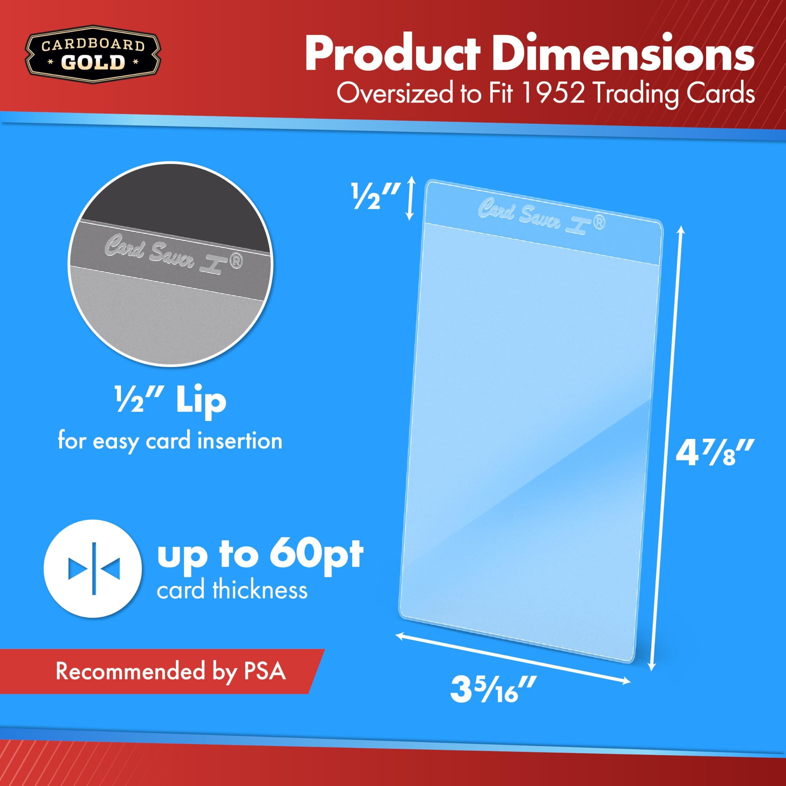 Cardboard Gold Card Saver 1-50 Count - Semi Rigid Card Holder  Trading Card Protectors - Psa-Approved Cardsaver For Baseball  Trading  Sports Cards - Card Sleeves  Binder  & Storage Box Compatible