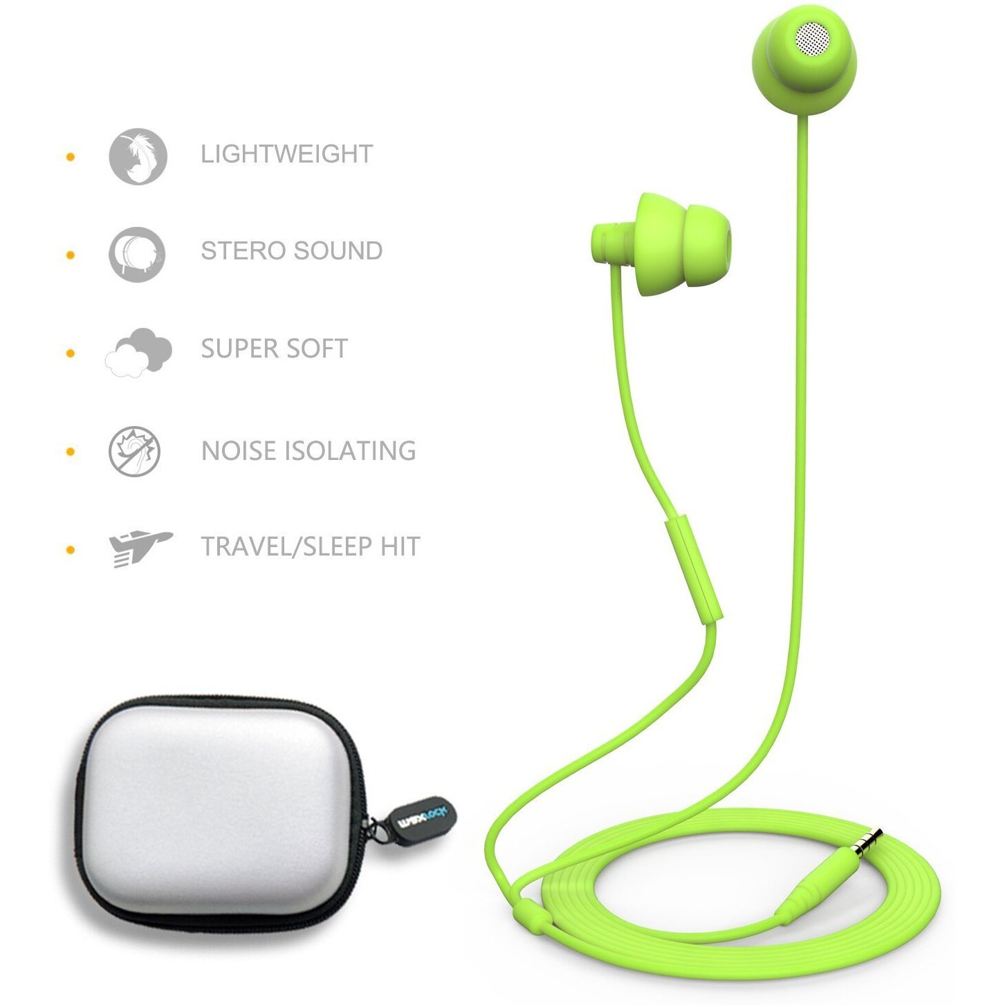 Maxrock (Tm Wired Sleep Earphones Soft Sleep Earbuds Total Silicon Sleeping Headphones With In-Line Mic For Cellphones  Mp3  Tablet Pocasts 3.5 Mm