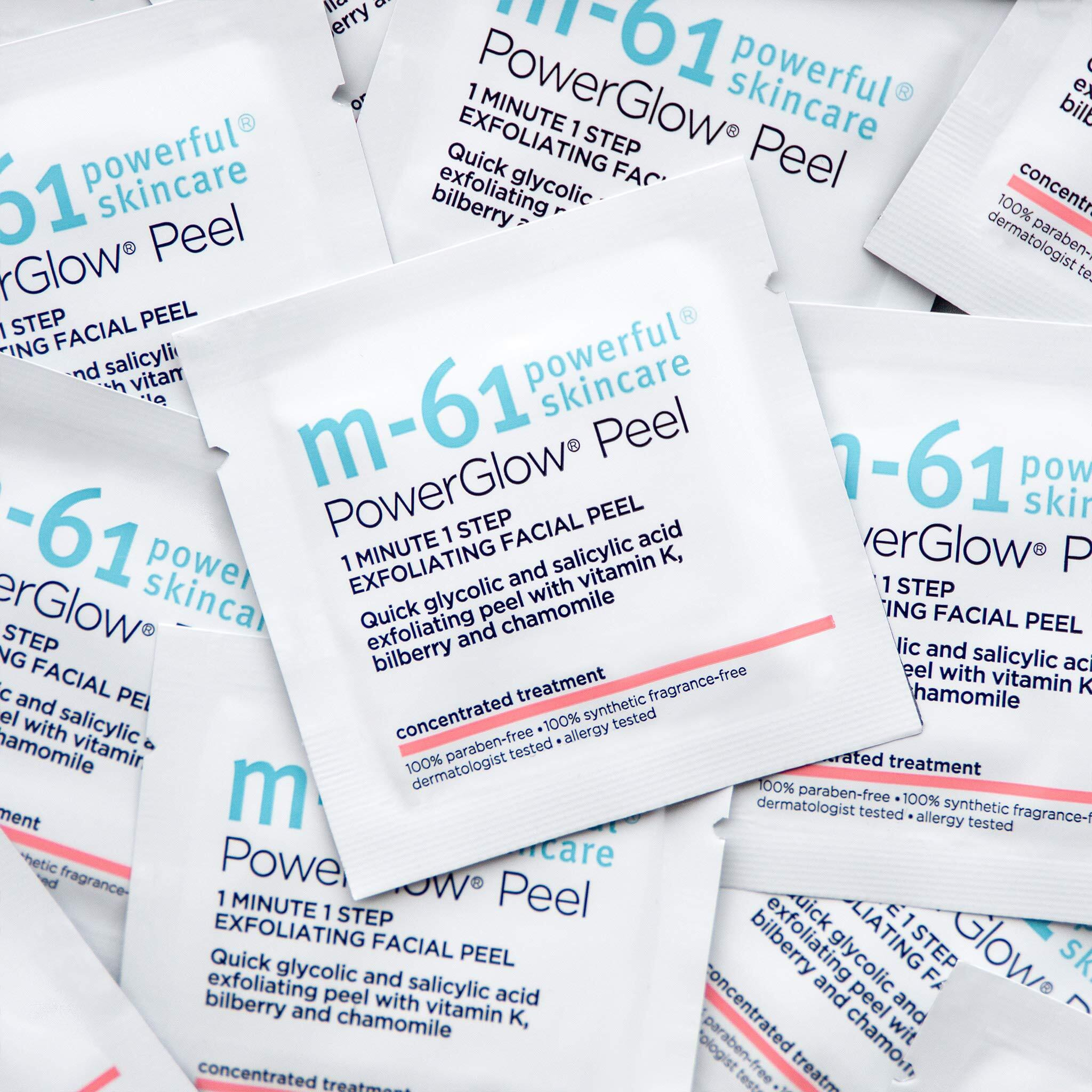 M-61 Powerglow Peel- 10 Treatments- 1-Minute  1-Step Exfoliating Glow Peel With Glycolic  Vitamin K & Chamomile