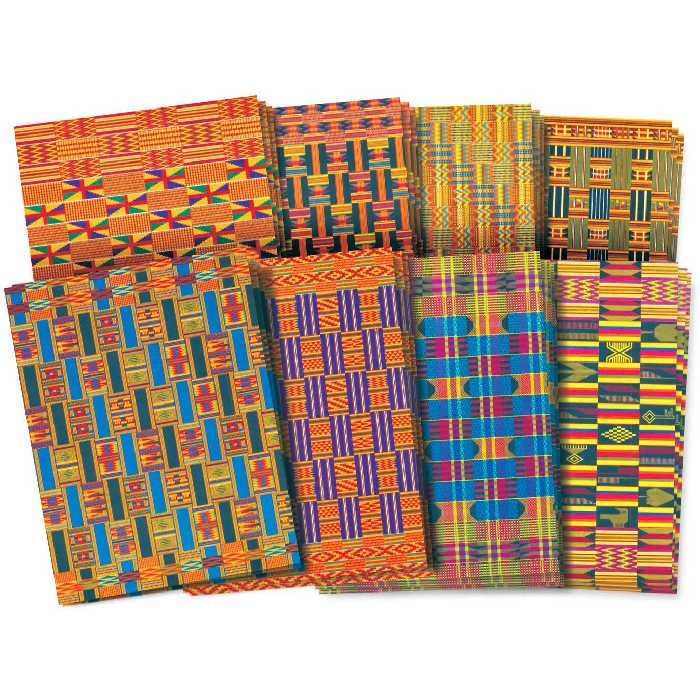 Roylco R15273 Assorted Design African Textile Paper  8-1/2 X 11 Inches  Pack Of 32