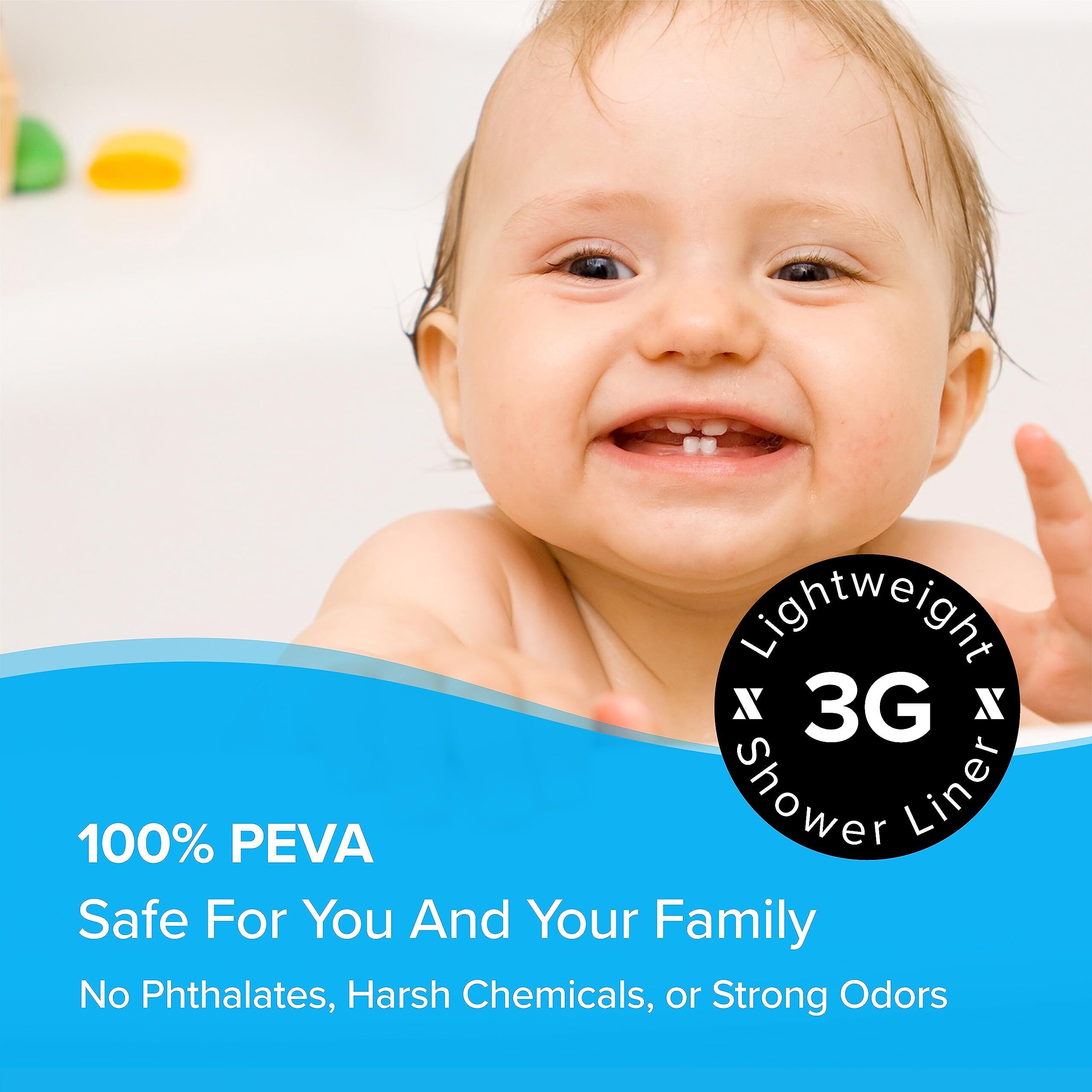 Slipx Solutions Microban-Infused Shower Curtain Liner  3G Lightweight  70"&quotX72""  Clear