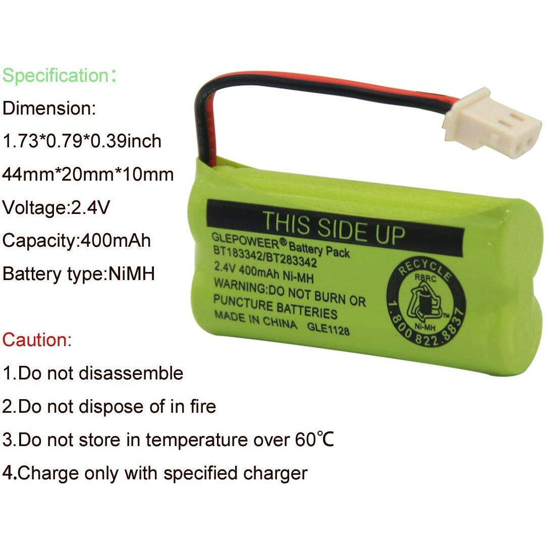 Glepoweer Dm221 Bt183342/Bt283342 2.4V 400Mah Ni-Mh Battery Pack  Also Compatible With Cordless Phone Batteries Bt166342/Bt266342 Bt162342/Bt262342 Cs6709 Cs6609 Cs6509 Cs6409 El52100 El50003(4 Pack)