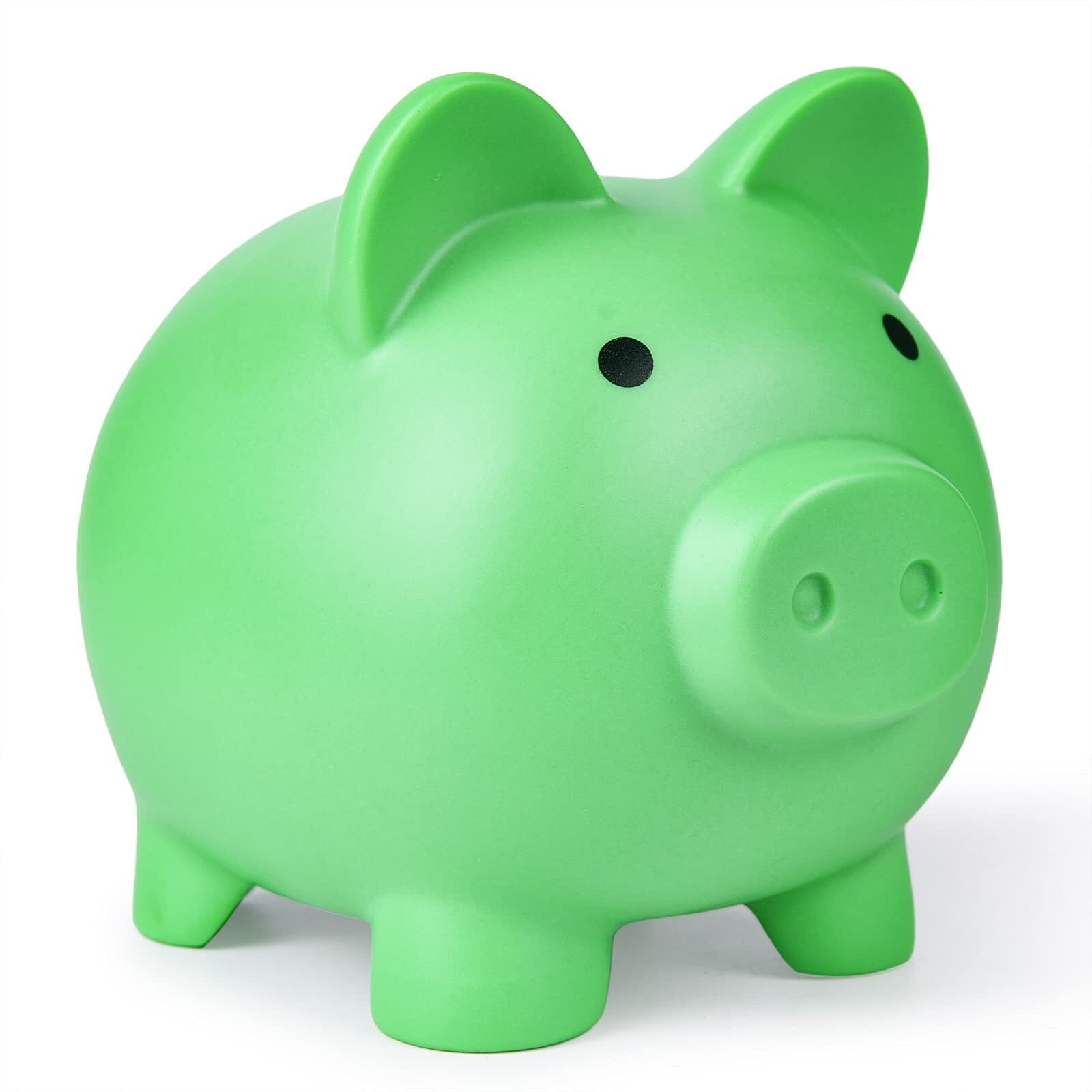 Pjdrllc Piggy Bank  Unbreakable Plastic Money Bank  Coin Bank For Girls And Boys  Medium Size Piggy Banks  Practical Gifts For Birthday  Easter  Christmas (Green)