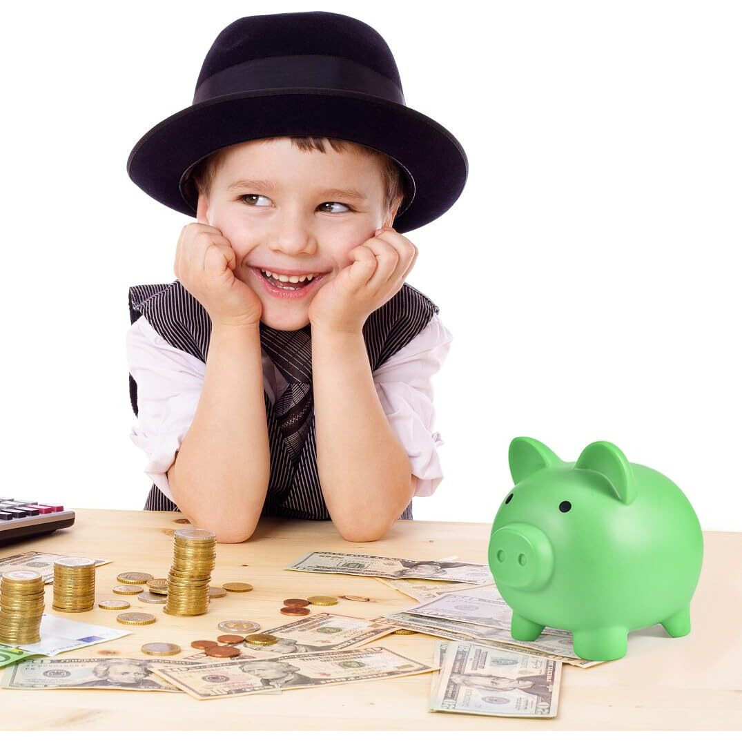 Pjdrllc Piggy Bank  Unbreakable Plastic Money Bank  Coin Bank For Girls And Boys  Medium Size Piggy Banks  Practical Gifts For Birthday  Easter  Christmas (Green)
