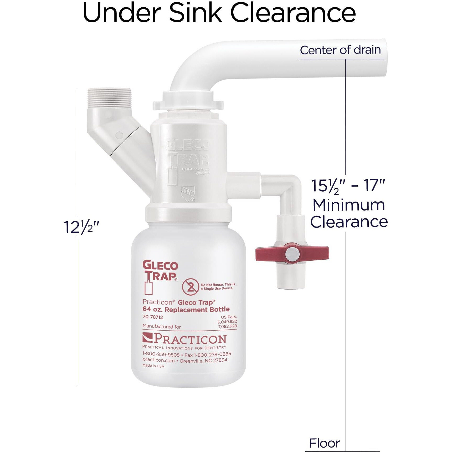 Practicon Gleco Trap System  Clay & Plaster Sink Trap Kit  64 Oz.