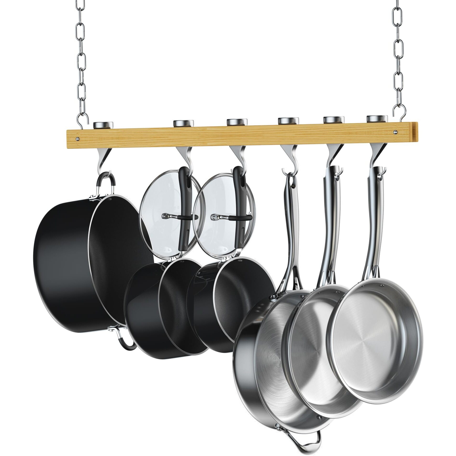 Cooks Standard Nc-00269 Standard  Single Bar  36-Inch Ceiling Mounted Wooden Pot Rack  Brown