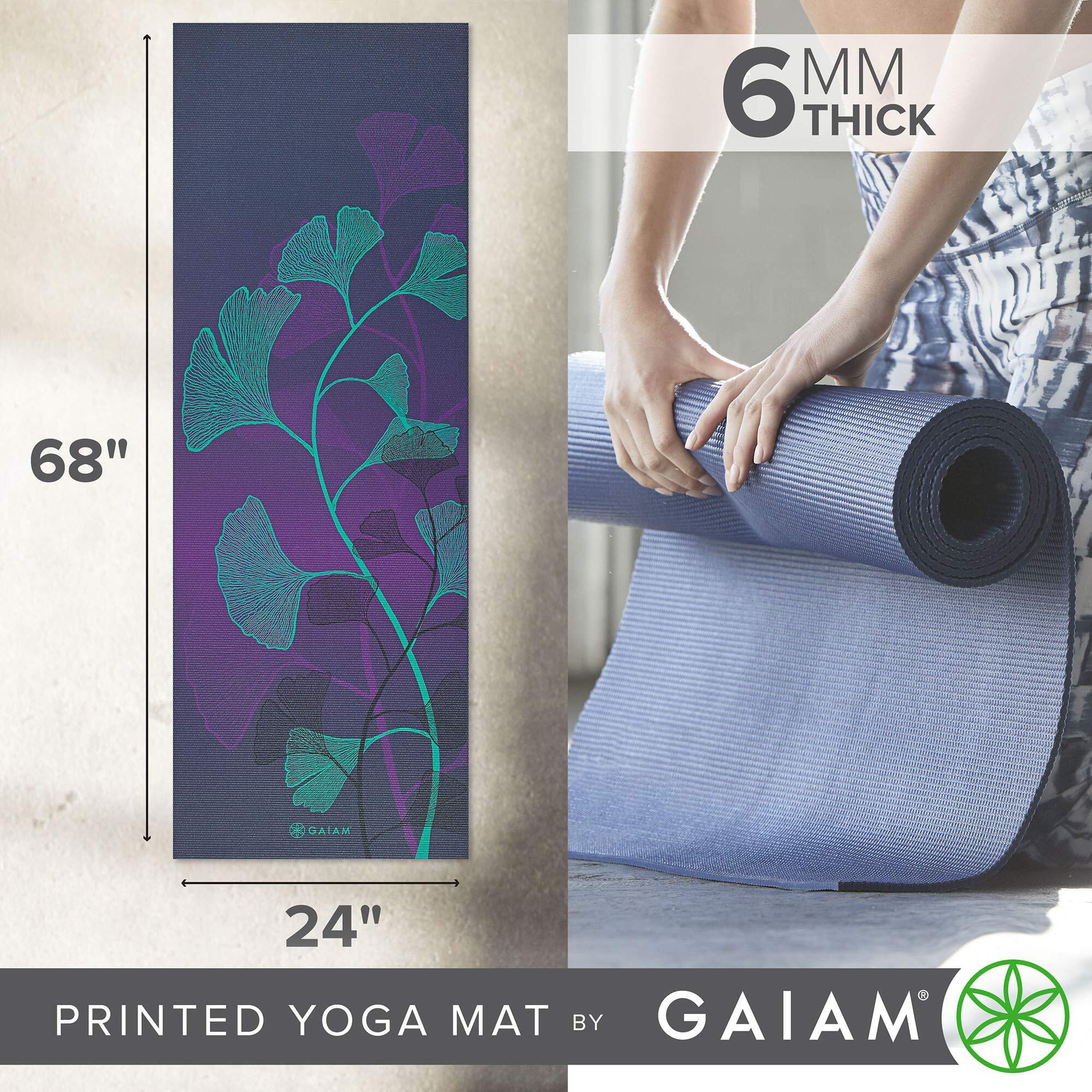 Gaiam Yoga Mat Premium Print Extra Thick Non Slip Exercise & Fitness Mat For All Types Of Yoga  Pilates & Floor Workouts  Lily Shadows  6Mm