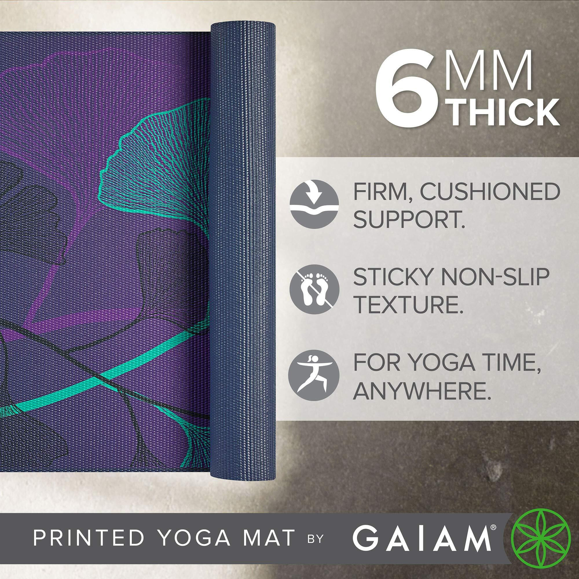 Gaiam Yoga Mat Premium Print Extra Thick Non Slip Exercise & Fitness Mat For All Types Of Yoga  Pilates & Floor Workouts  Lily Shadows  6Mm