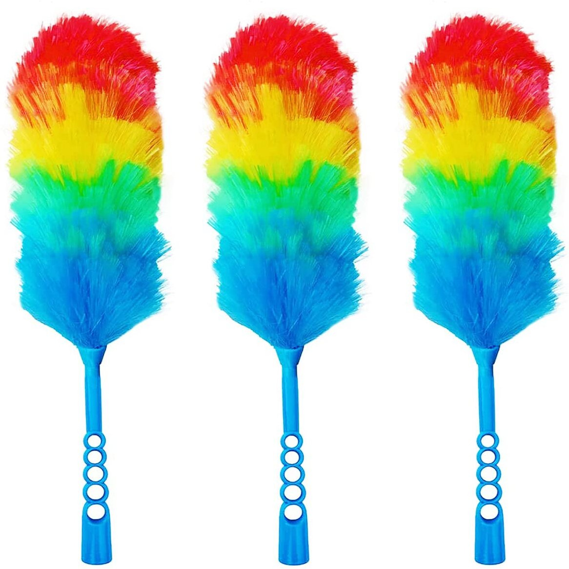 Tockrop 3 Pack Upgrade 19  Rainbow Static Feather Duster With Beandable And Washable Head - More Fibers Bigger Head Less Loss Of Fiber