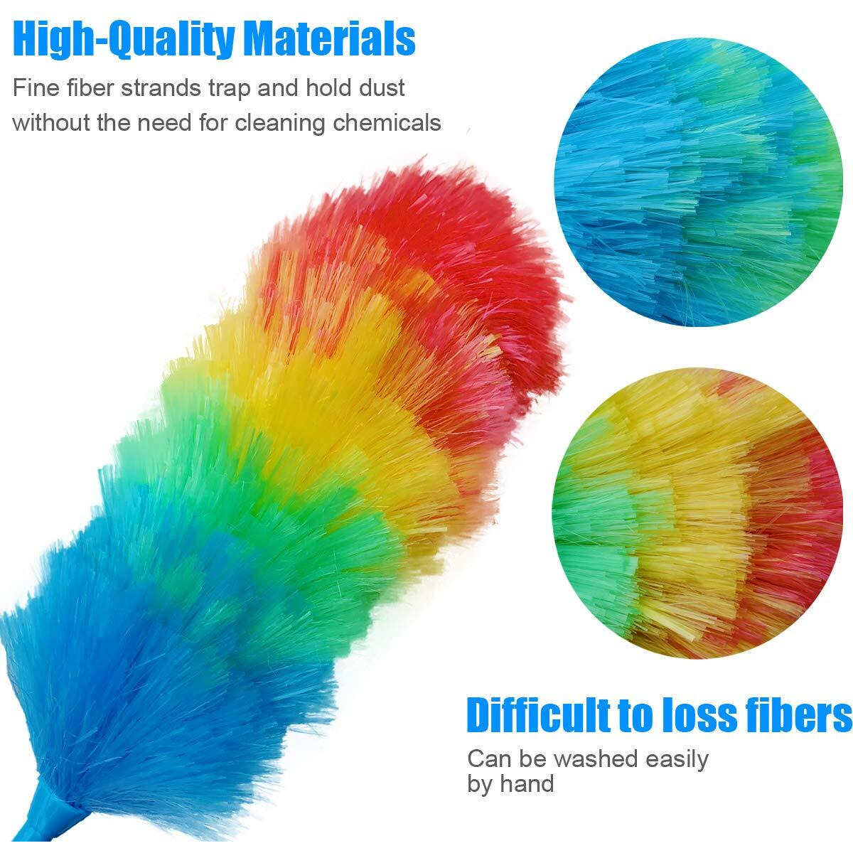 Tockrop 3 Pack Upgrade 19  Rainbow Static Feather Duster With Beandable And Washable Head - More Fibers Bigger Head Less Loss Of Fiber
