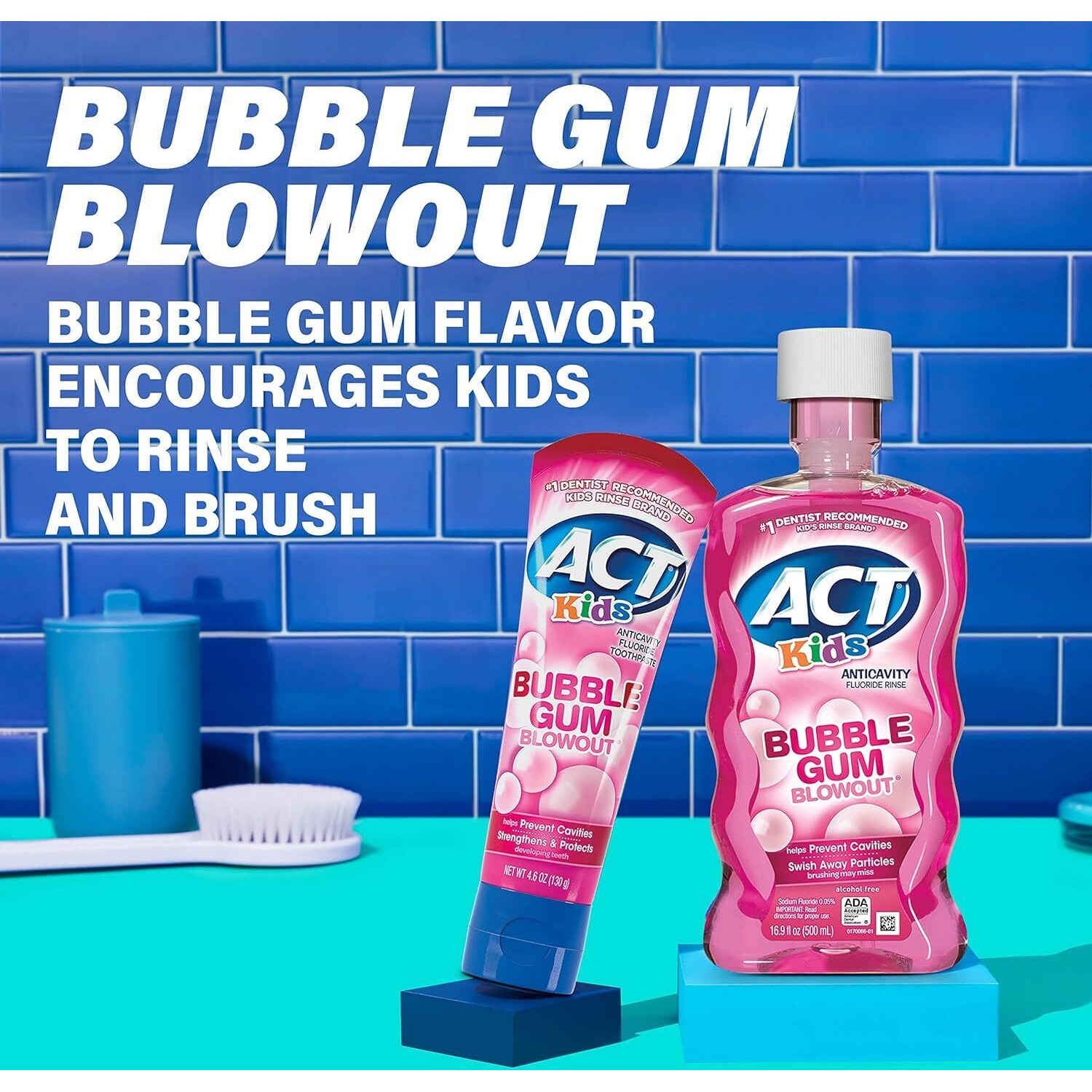 Act Kids Anticavity Fluoride Rinse  Bubblegum Blowout  16.9 Oz (Pack Of 3)