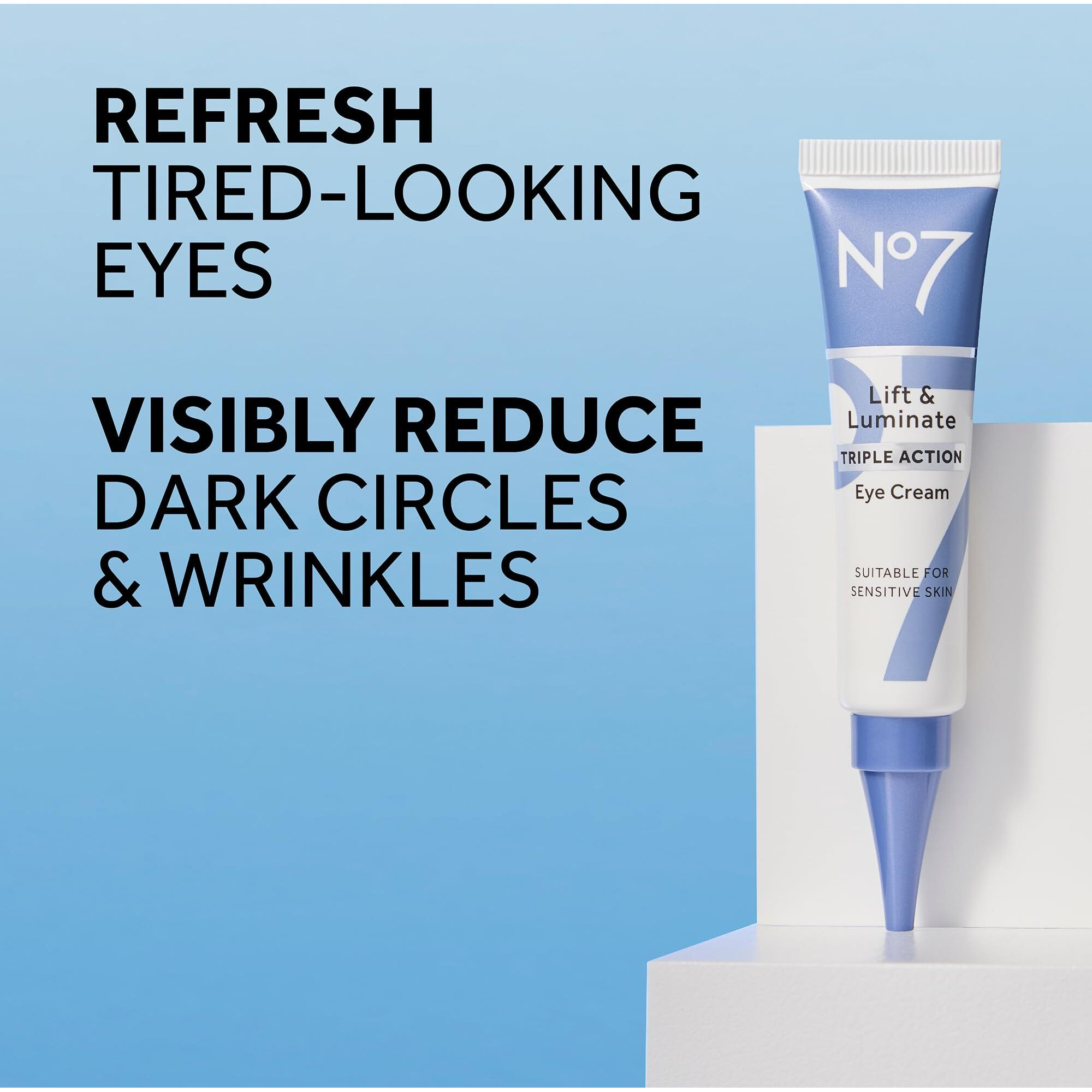 No7 Lift & Luminate Triple Action Eye Cream - Anti-Aging Under Eye Cream For Dark Circles  Puffiness & Wrinkles - Formulated With Vitamin C To Brighten And Refresh Tired Eyes (0.5 Fl Oz)