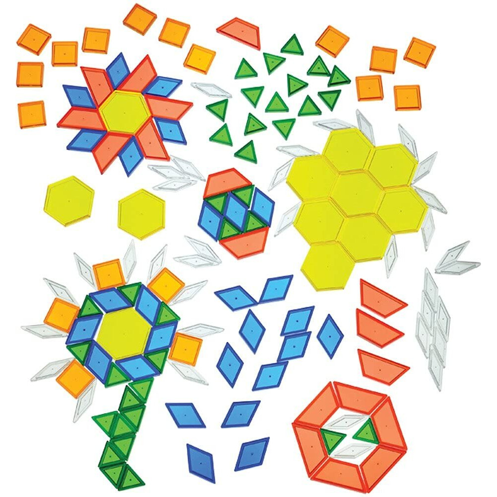 Constructive Playthings Translucent Pattern Blocks  Light Table Manipulatives  Stem Toys  Sensory Play  Create  Build And Design  Color Exploration  Set Of 147 Blocks  Toys For Kids 3 Years And Up