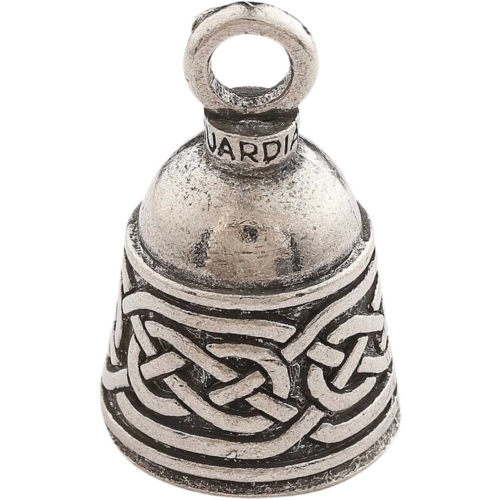 Guardian Bell Celtic Weave Good Luck Bell W/Keyring & Black Velvet Gift Bag | Motorcycle Bell | Lead-Free Pewter | Made In Usa