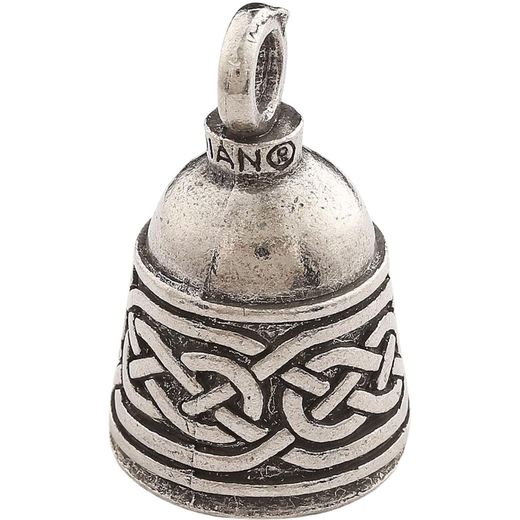 Guardian Bell Celtic Weave Good Luck Bell W/Keyring & Black Velvet Gift Bag | Motorcycle Bell | Lead-Free Pewter | Made In Usa