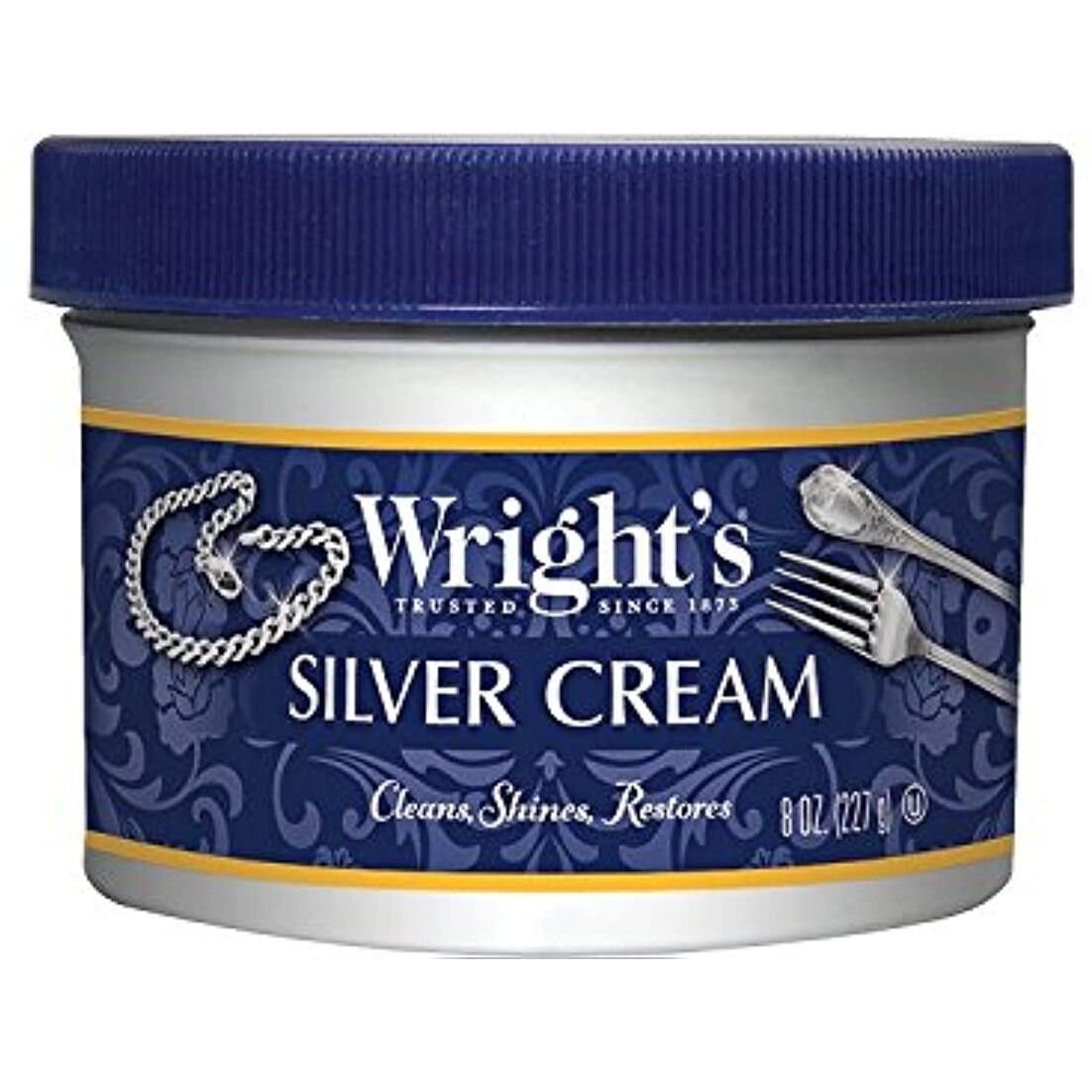 Wright's Silver Cleaner And Polish Cream - 8 Ounce - Ammonia Free - Gently Clean And Remove Tarnish Without Scratching