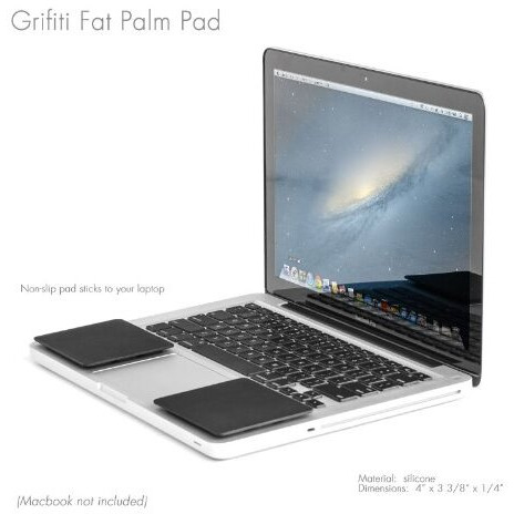 Grifiti Fat Palm Pads 1/4"" Thick Smooth Skin Surface Laptop Wrist Rest Notebook Tacky Silicone Easy Reposition Ergonomic Carpal Tunnel Resting Support (2 Pads 3.1"" X 2.8"" X 0.24"")