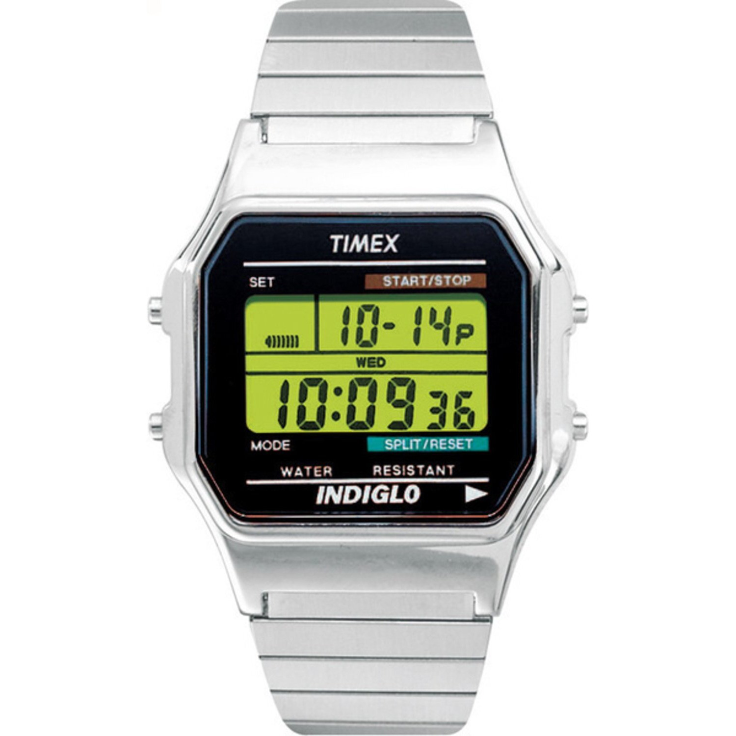 Timex Men's T78582 Classic Digital Silver-Tone Extra-Long Stainless Steel Expansion Band Watch