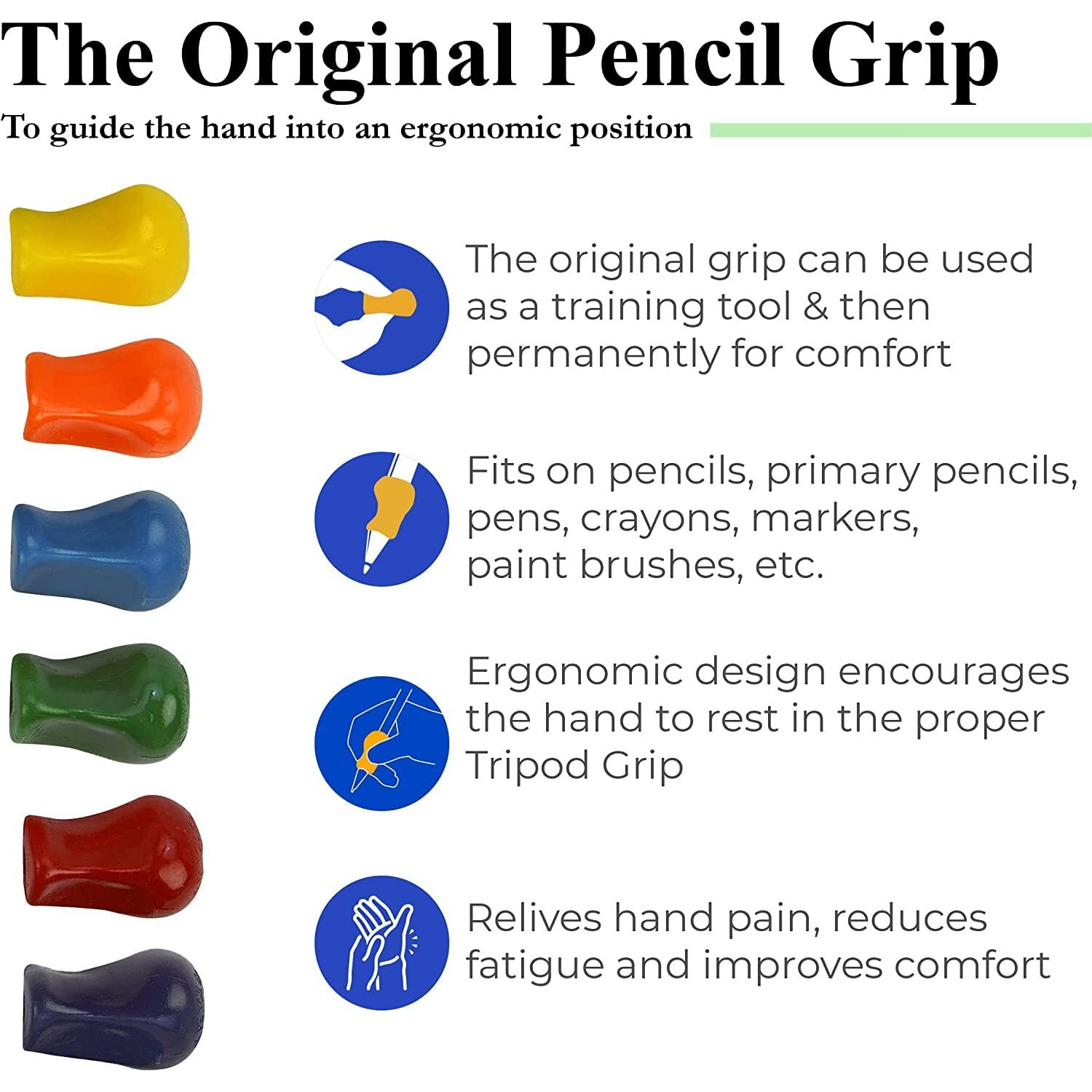 The Pencil Grip Metallic  Universal Ergonomic Training Gripper For Righties And Lefties  12 Count Assorted Colors (Tpg-11812)