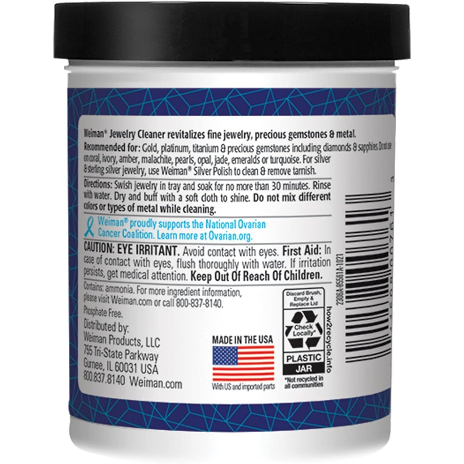 Weiman Fine Jewelry Cleaner Liquid With Cleaning Brush - Restores Shine & Brilliance To Gold  Platinum  Precious Gemstones & Diamond Jewelry  6 Oz