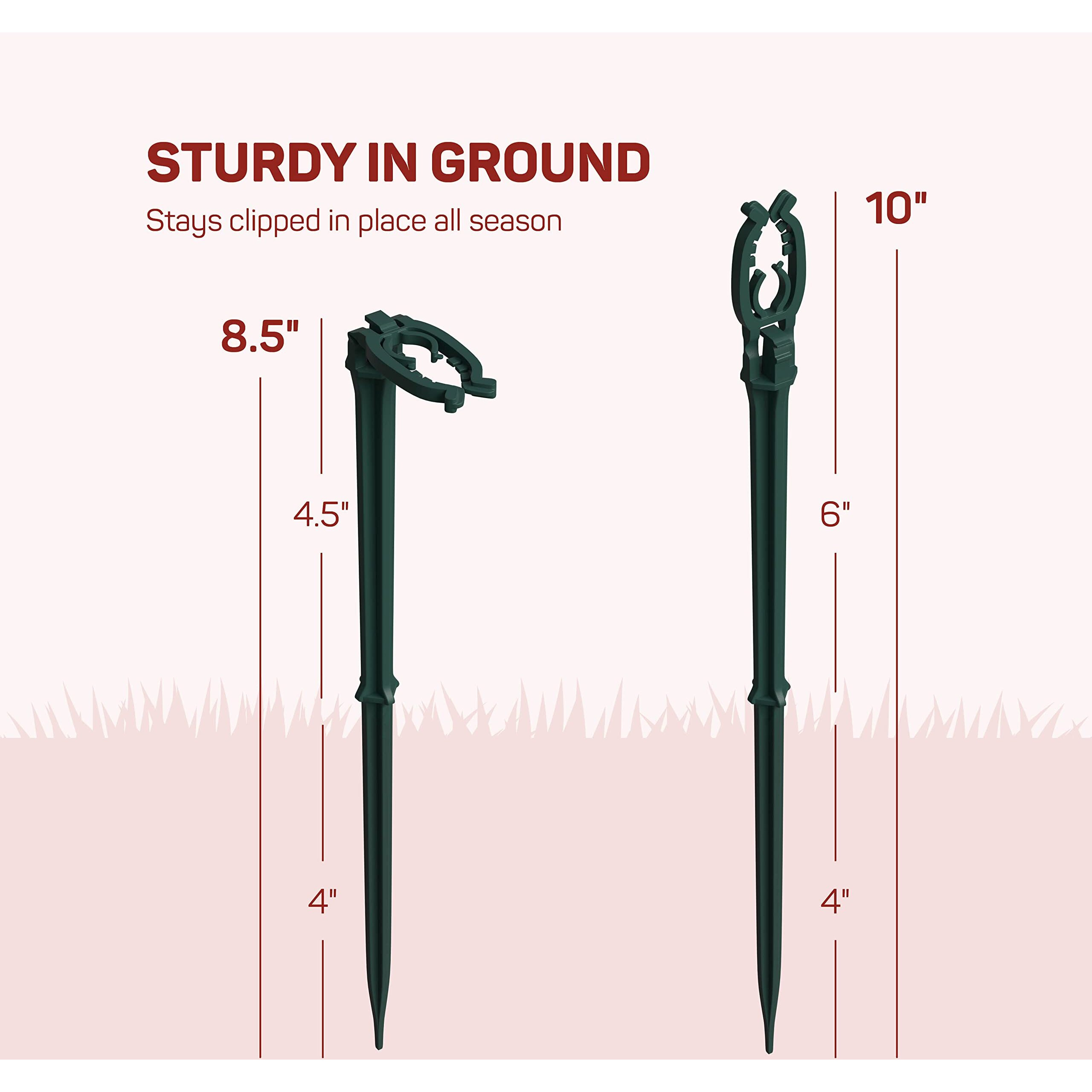 Christmas Light Yard Stakes [Set Of 50] Outdoor Light Stakes - 8.5"" Tall - Universal Christmas Pathway Lights On Yards  Driveways - Christmas Yard Stakes - Driveway Christmas Light Stakes - Usa Made