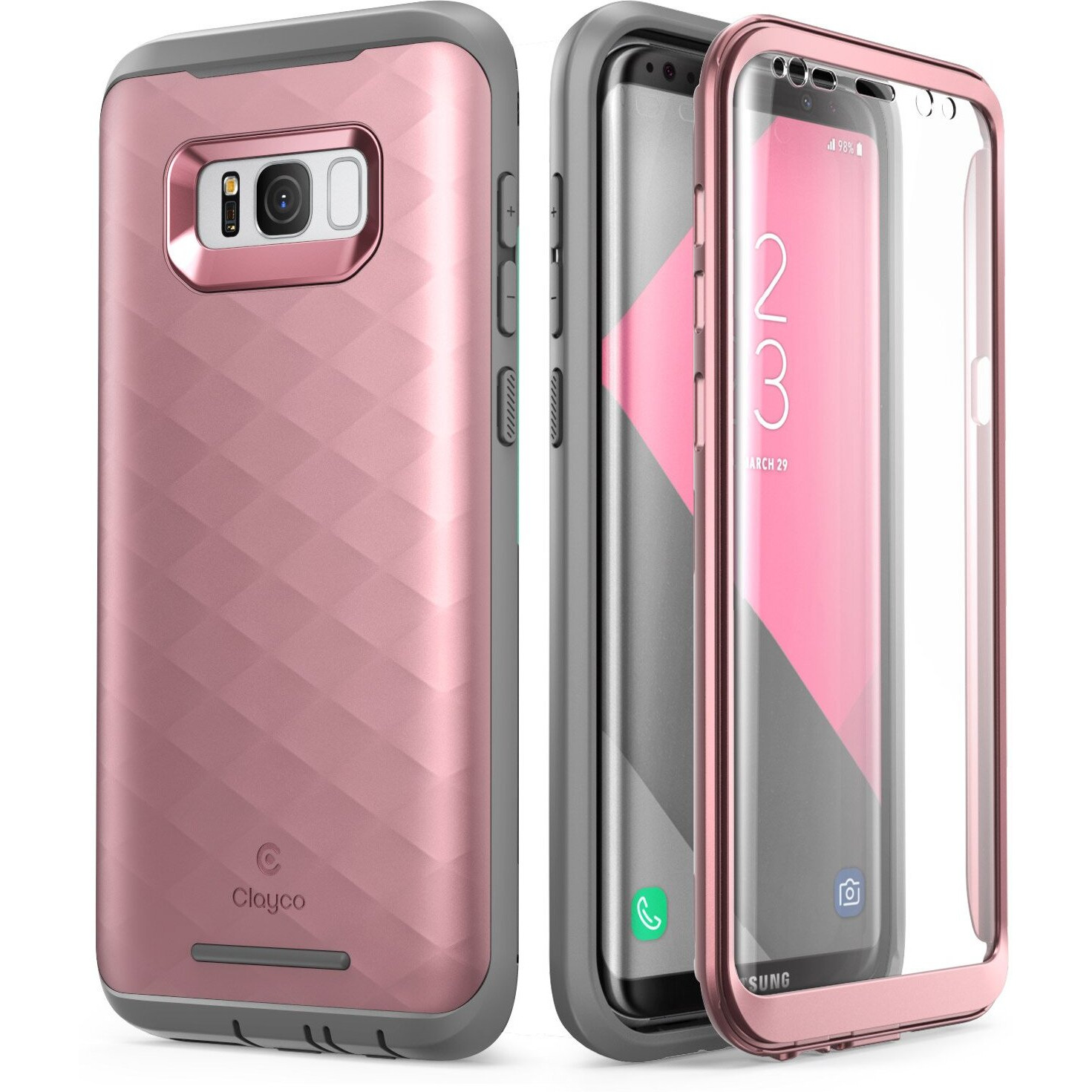 Samsung Galaxy S8 Plus Case  Clayco [Hera Series] Full-Body Rugged Case With Built-In Screen Protector For Samsung Galaxy S8 Plus (2017 Release) (Rosegold)