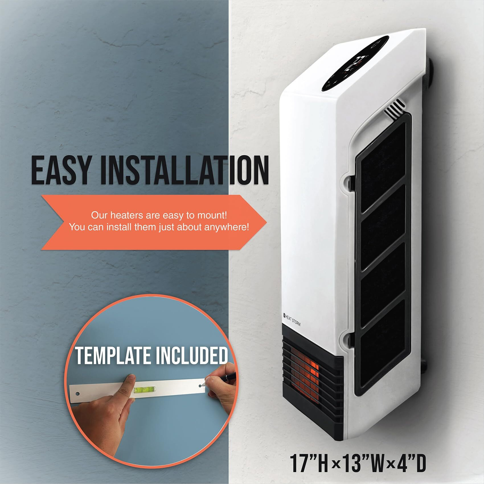 Heat Storm Deluxe Space 1000 Watt Infrared Wall Mount Electric Heater  White