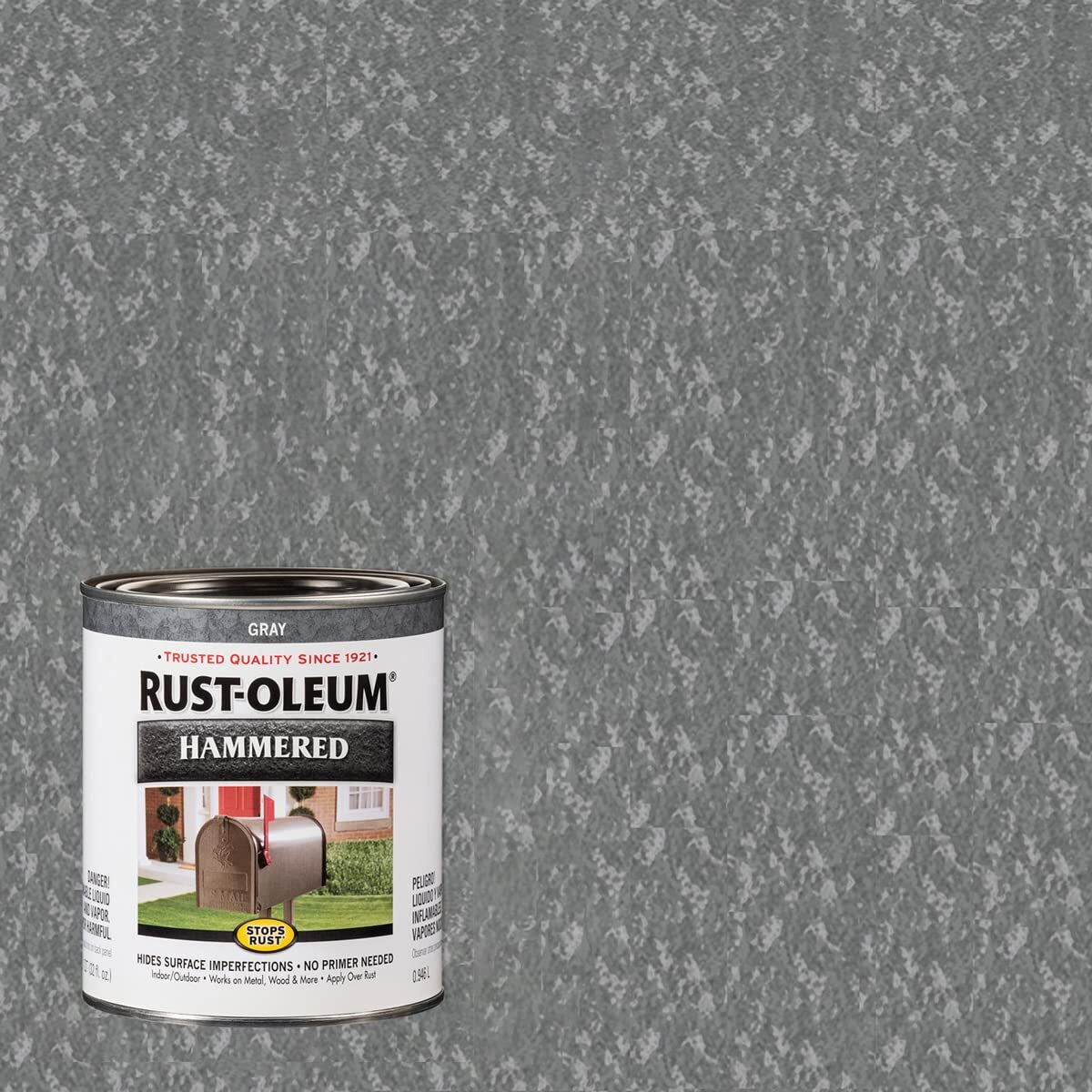 Rust-Oleum 7214502 Stops Rust Hammered Finish Paint  Quart  Gray  32 Fl Oz (Pack Of 1)