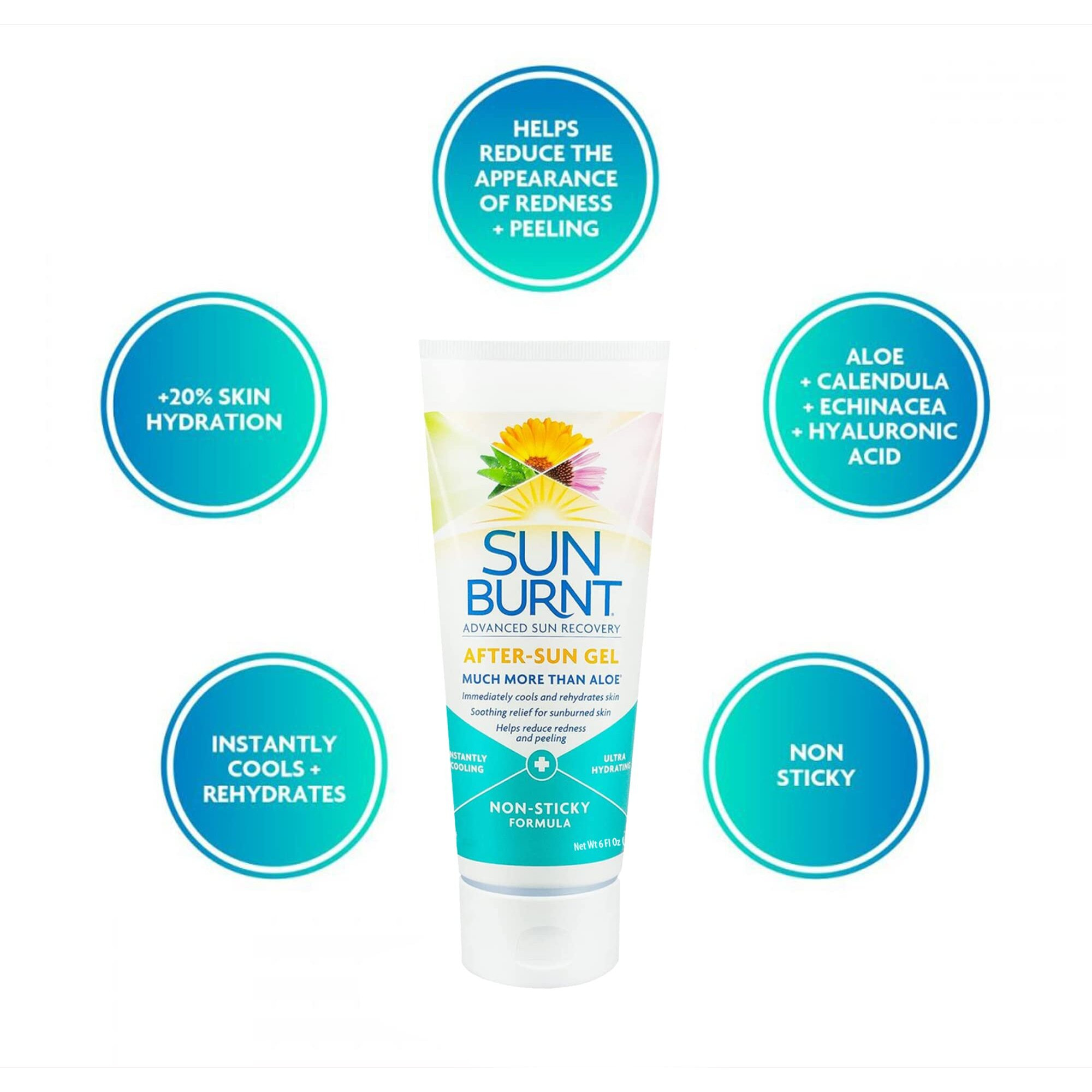 Emcw9 Ultra Hydrating Aloe Vera Gel By Sunburnt 6 Ounce Clear Sunb21006