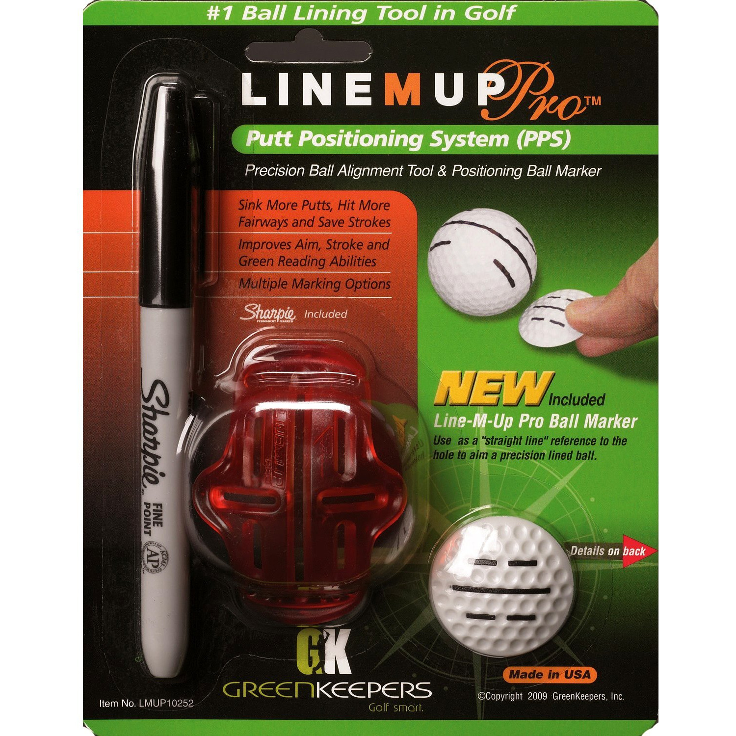 Line M Up Pro Precision Golf Ball Alignment / Identification Tool  Putt Positioning Ball Marker  & Sharpie