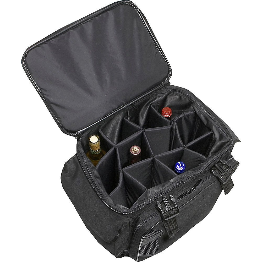 Eunicole Bottle Limo 12 Bottle Insulated Wine Tote Case Wheel Travel Cooler With Organizer  Black  7352