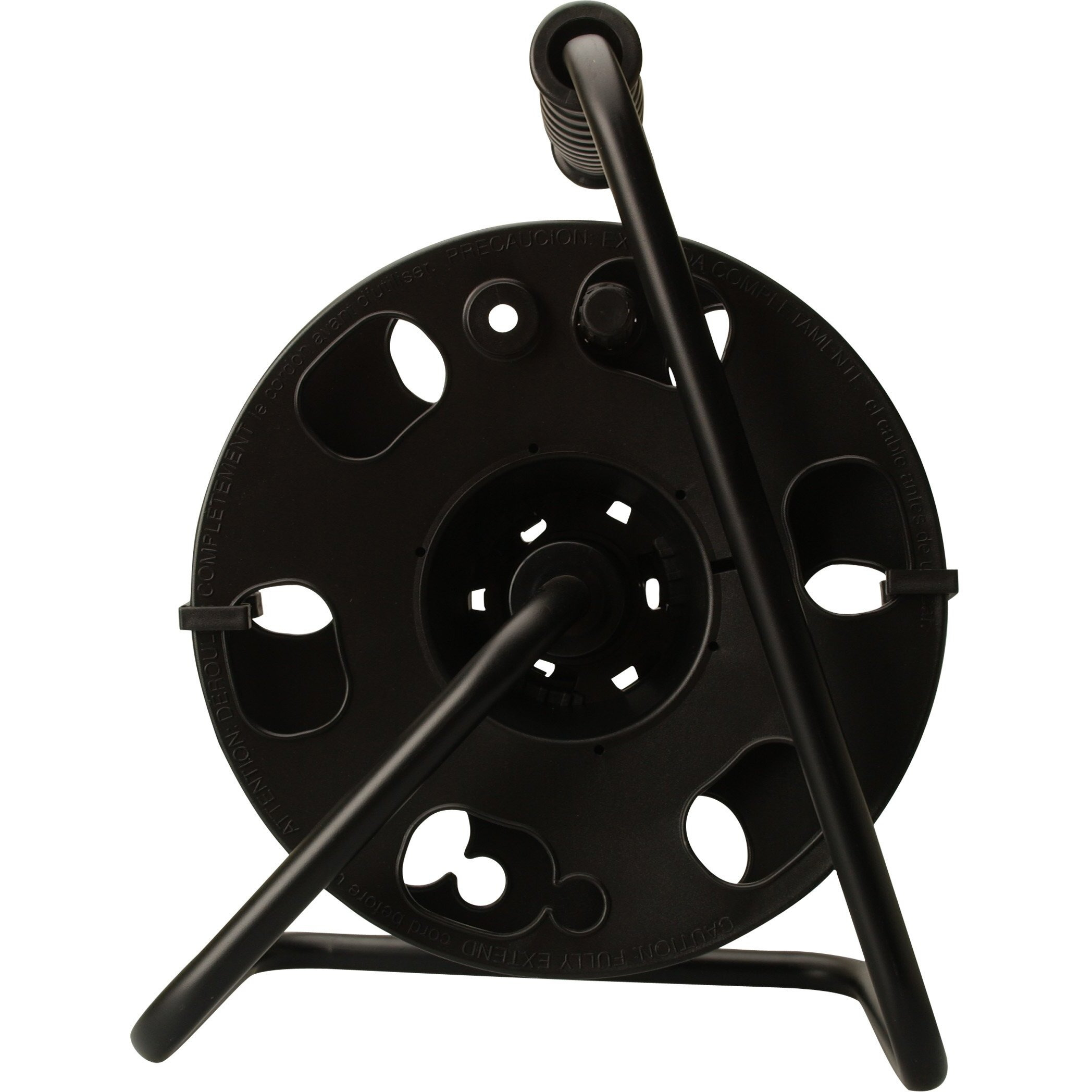 Woods 22849 Metal Extension Cord Reel Stand In Black  Heavy Duty  Quick Snap Together Design  Sturdy And Durable Stand  Easy To Grip Handles  Holds Up To 100 Feet  14/3 Gauge Cord