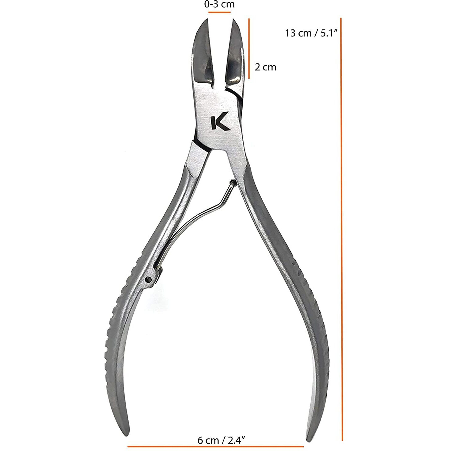 Kohm Ingrown Toenail Clippers For Thick Nails - 5"" Long Kp-700 Heavy Duty Stainless Steel Toe Nail Nippers Tool For Men  Women  Seniors & Adults - Professional Podiatrist Tool