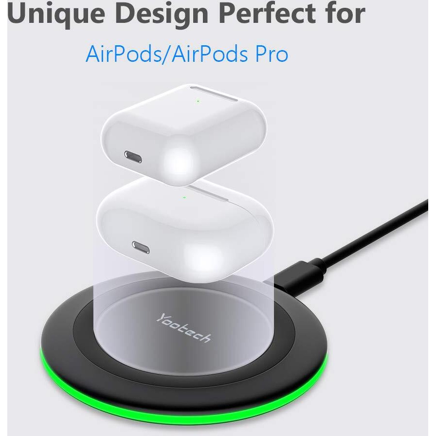 Yootech Wireless Charger 10W Max Fast Wireless Charging Pad Compatible With Iphone 16/16 Plus/16 Pro Max/15/14/13/Se 2022/12/11/X/8 Samsung Galaxy S22/S21/S20 For Airpods Pro 2(No Ac Adapter)