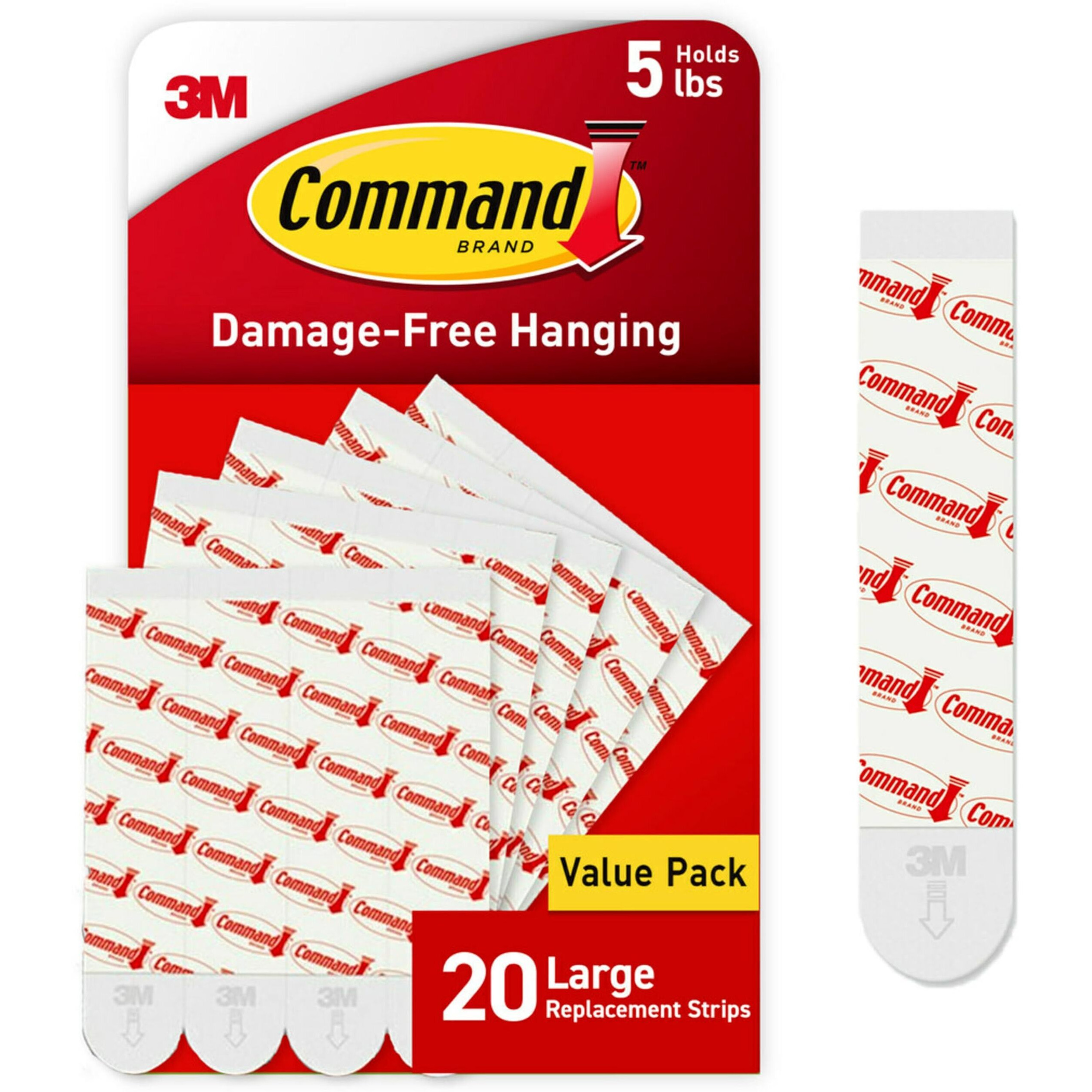 Command Large Refill Adhesive Strips  Damage Free Hanging Wall Adhesive Strips For Large Indoor Wall Hooks  No Tools Removable Adhesive Strips For Living Spaces  20 White Command Strips
