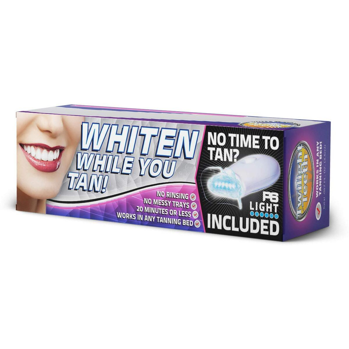 Twilight Teeth Whitening Kit | Specially Designed Kit Includes Whitener Gel  Mouthpiece For Tanning Bed Use & A Powerful Uv Light Mouthpiece For At Home Whitening | No Rinse Gel Whitener Formula