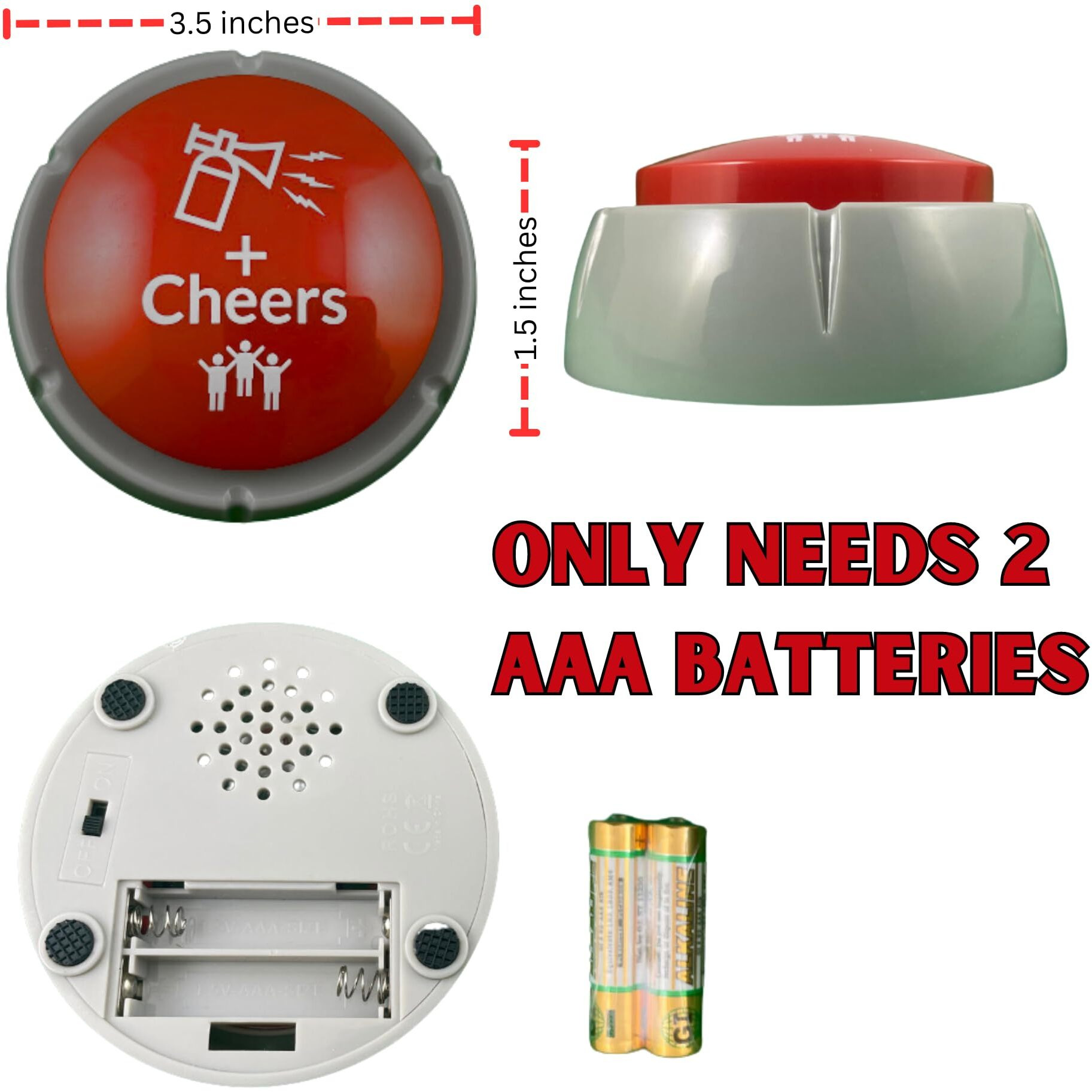 Airhorn Can Sound Button With Applause And Cheers  Funny Easy Button  Noise Maker Buzzer For Office  Sporting Event  Dance Party  Fun Classroom  Desk Toy  Gag Birthday Gift  Gadget For Teens  Dj Hype