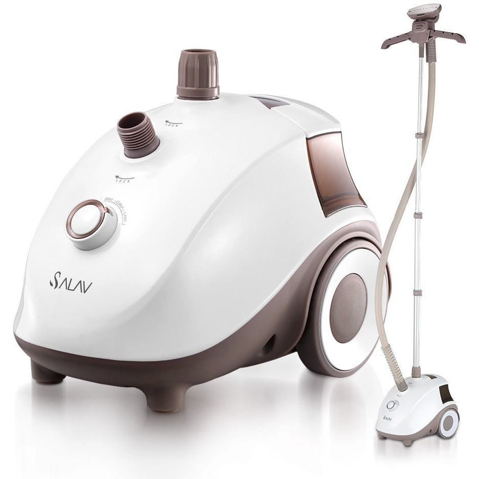 Salav Clothes Steamer With 360 Degree Swivel Hanger  High Efficiency Metal Steam Panel  4 Steam Settings  Free Limescale Removers  1.5L Big Water Tank 1500W Gs24-Bj Upgraded Eddition (White)