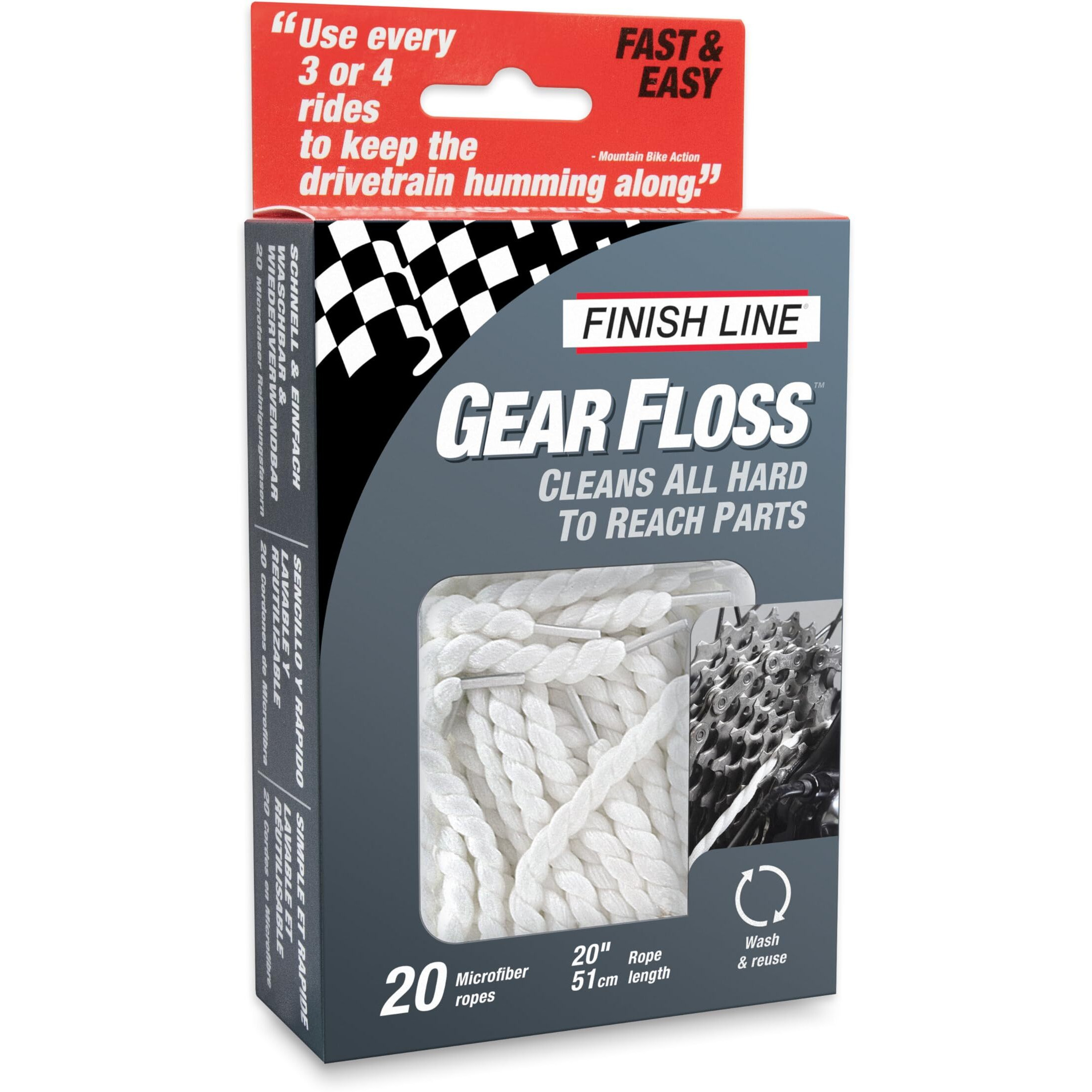 Finish Line Gear Floss Microfiber Cleaning Rope (Pack Of 20 Microfiber Ropes)