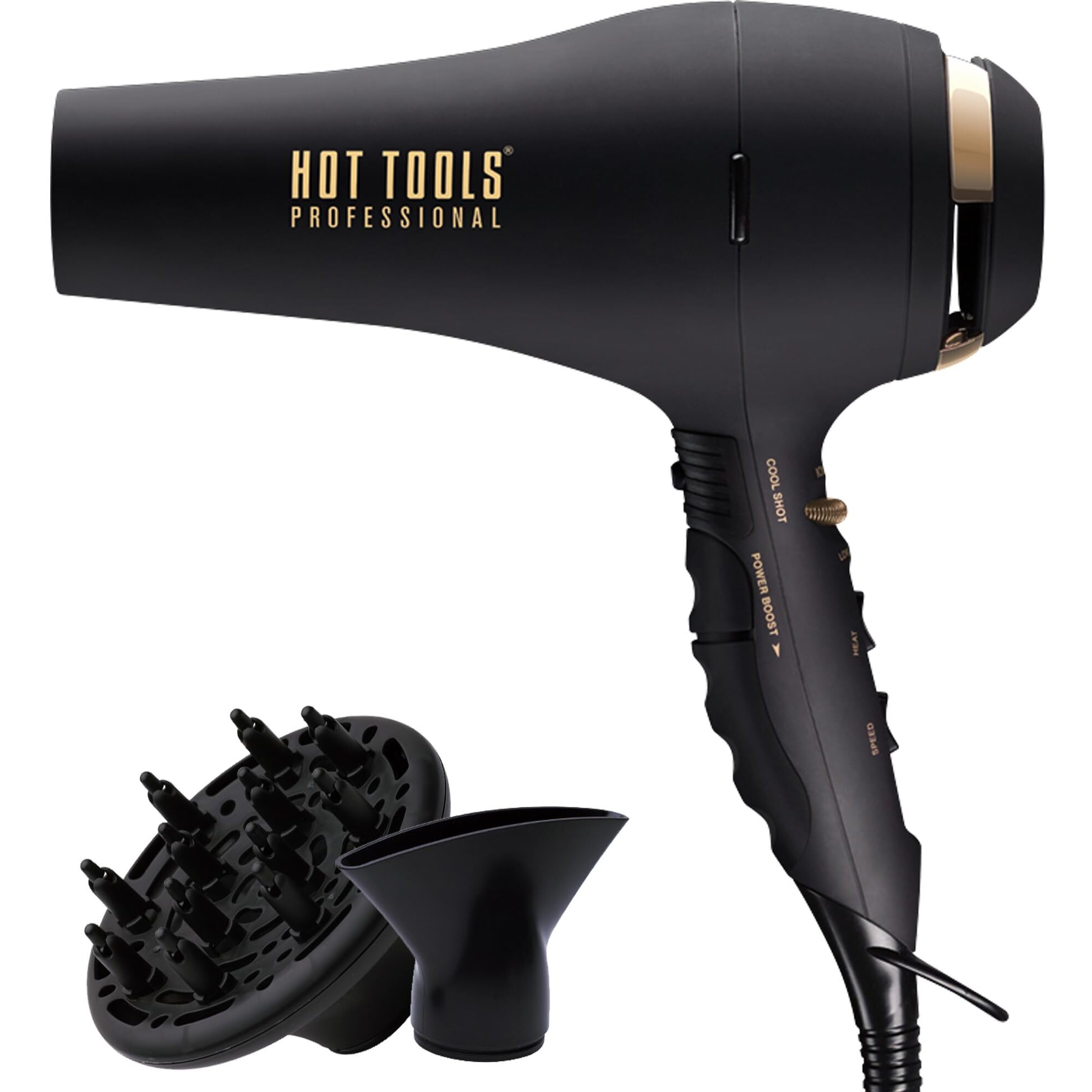 Hot Tools Pro Artist Black Gold 2100 Turbo Ceramic + Ionic Hair Dryer | Fast Dry  Lightweight