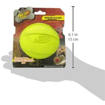 Nerf Dog Rubber Ball Dog Toy With Squeaker  Lightweight  Durable And Water Resistant  4 Inch Diameter For Medium/Large Breeds  Single Unit  Green
