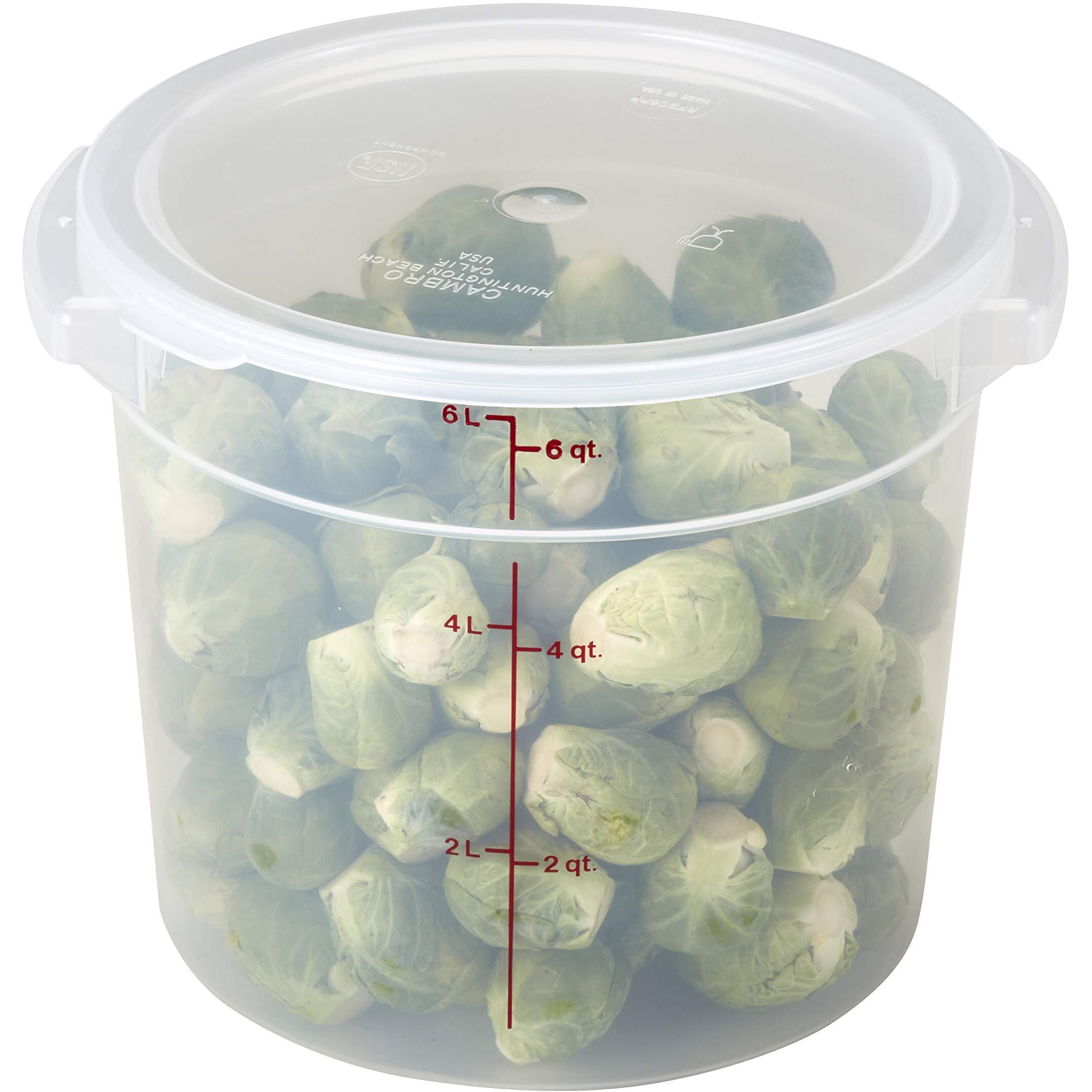 Cambro Rfs6Ppsw2190 6-Quart Round Food-Storage Container With Lid  Set Of 2