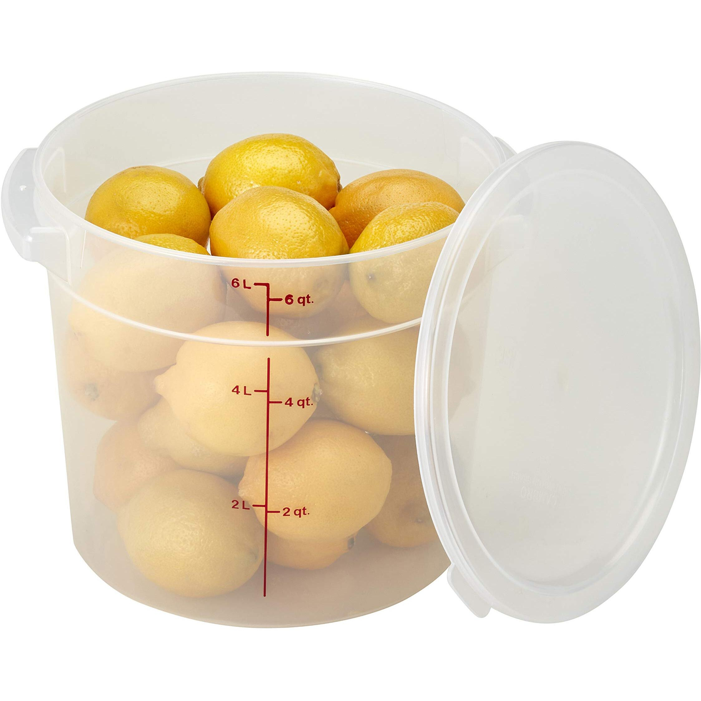 Cambro Rfs6Ppsw2190 6-Quart Round Food-Storage Container With Lid  Set Of 2