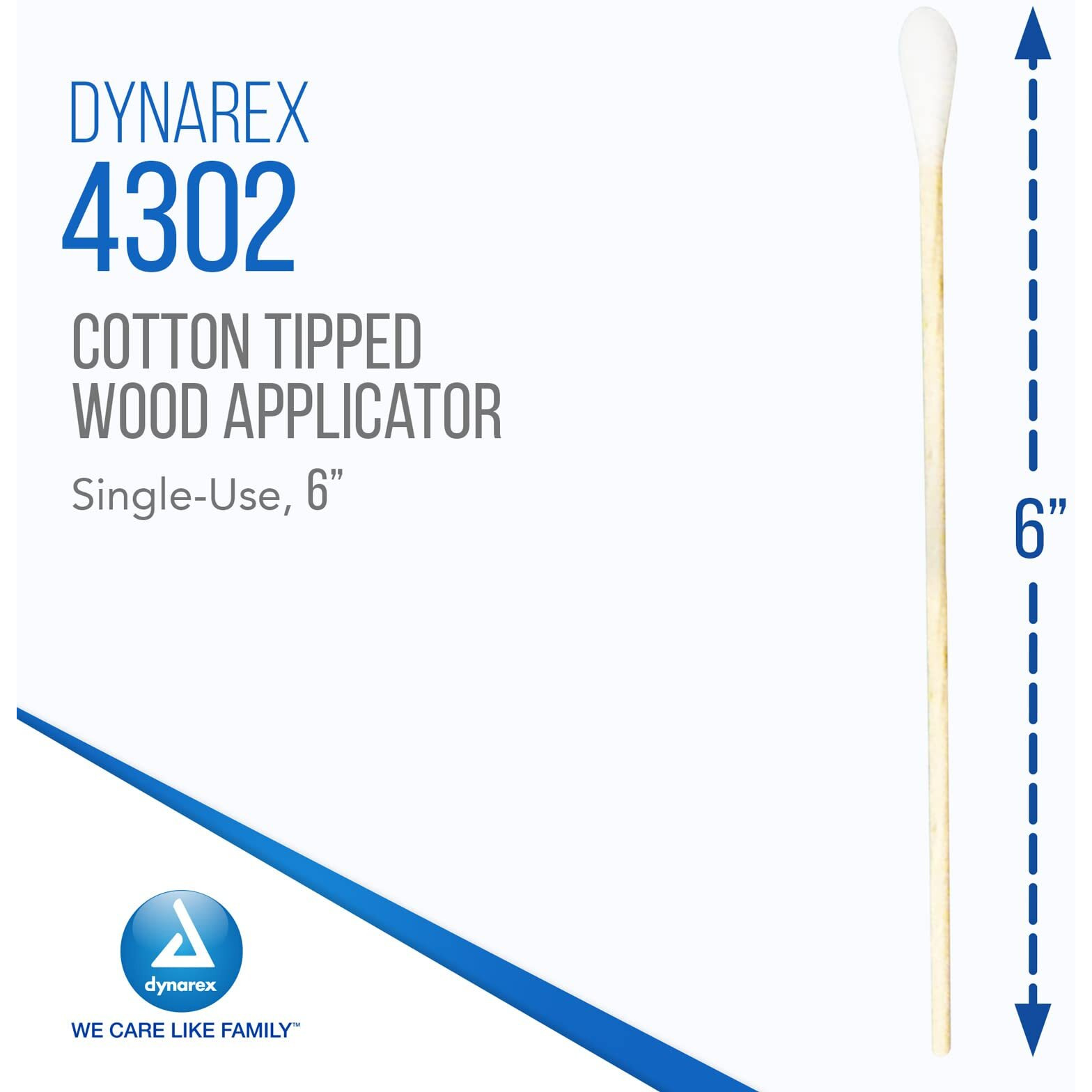 Dynarex 6-Inch Non-Sterile Cotton Tipped Applicators - Single-Use Wooden Cotton Tip Applicators For Wound Care  Topical Dressing  Hygiene  Make Up  Cleaning Tools  Jewelry - 1 Box Of 1000