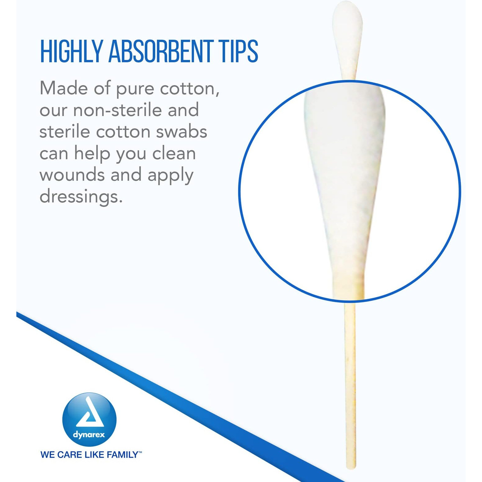 Dynarex 6-Inch Non-Sterile Cotton Tipped Applicators - Single-Use Wooden Cotton Tip Applicators For Wound Care  Topical Dressing  Hygiene  Make Up  Cleaning Tools  Jewelry - 1 Box Of 1000