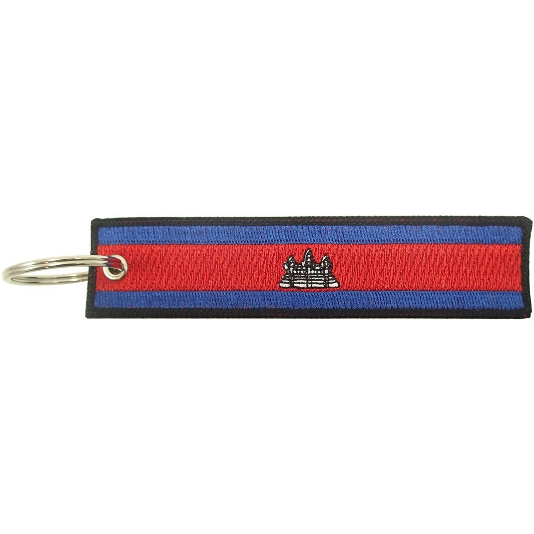 Cambodia Flag Key Chain  100% Embroidered