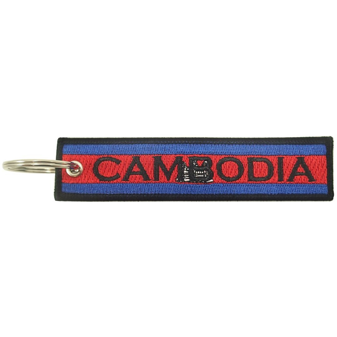 Cambodia Flag Key Chain  100% Embroidered