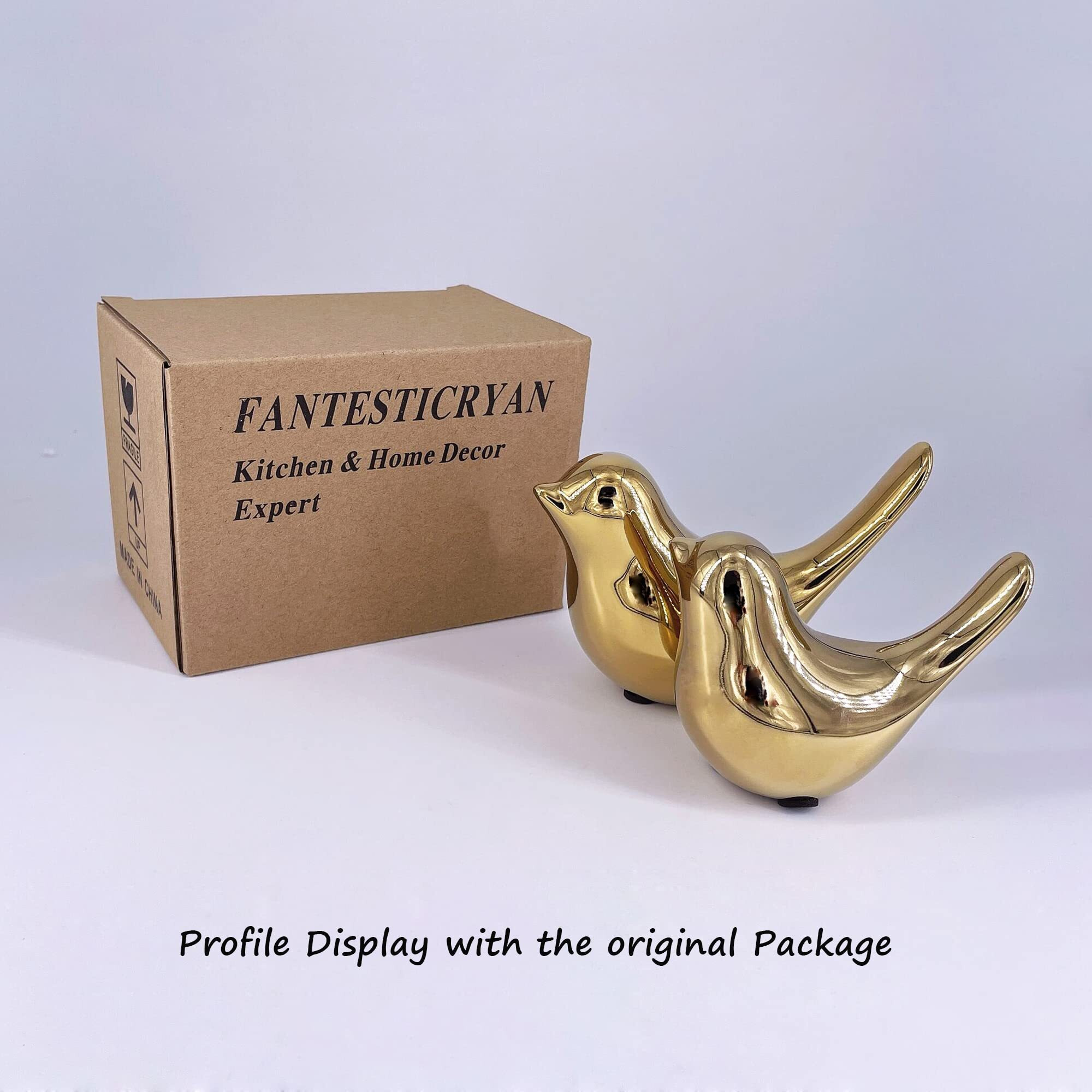 Fantesticryan Small Birds Statues Gold Home Decor Modern Style Figurine Decorative Ornaments For Living Room  Bedroom  Office Desktop  Cabinets
