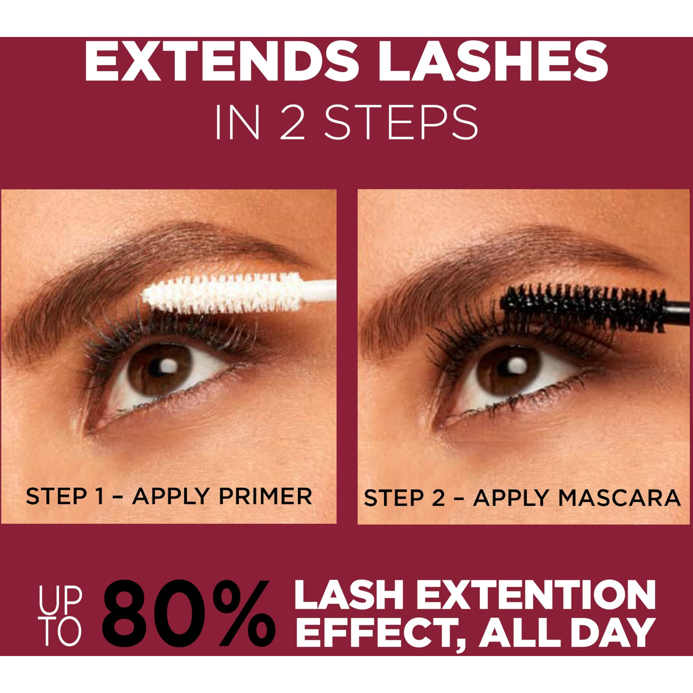 L'Oreal Paris Makeup Double Extend Tubing Mascara  Lengthening 2 Step Mascara  Smudgeproof  Black