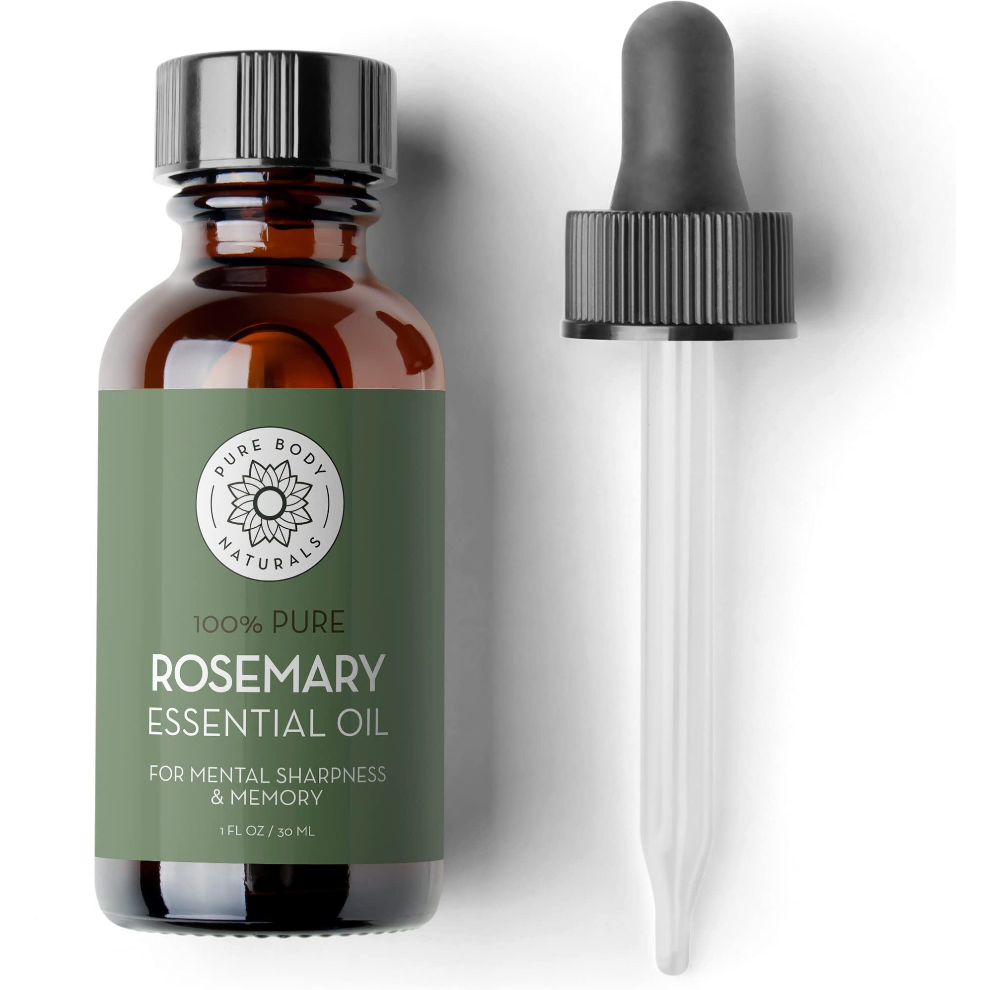 Pure Body Naturals - 100% Pure Rosemary Essential Oil  Rosemary Oil For Hair Growth And Aromatherapy  Therapeutic Grade  1 Fl Oz